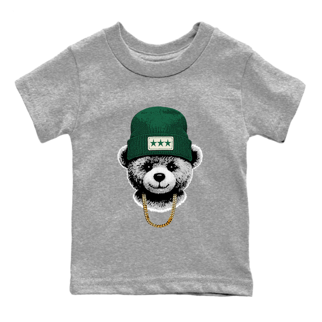 Sneaker Threads – Sneaker Tees To Match Air Jordan 1 Pro Green – Gangster Teddy Youth Graphic Tee Heather Grey 2. Perfect for Jordan releases 2025 colorways.