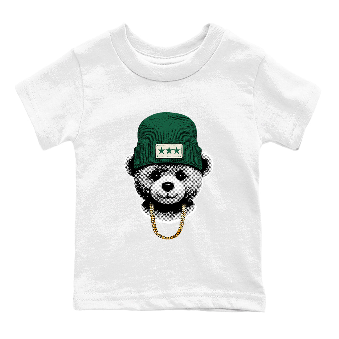 Sneaker Threads – Sneaker Tees To Match Air Jordan 1 Pro Green – Gangster Teddy Youth Graphic Tee White 2. Perfect for Jordan releases 2025 colorways.