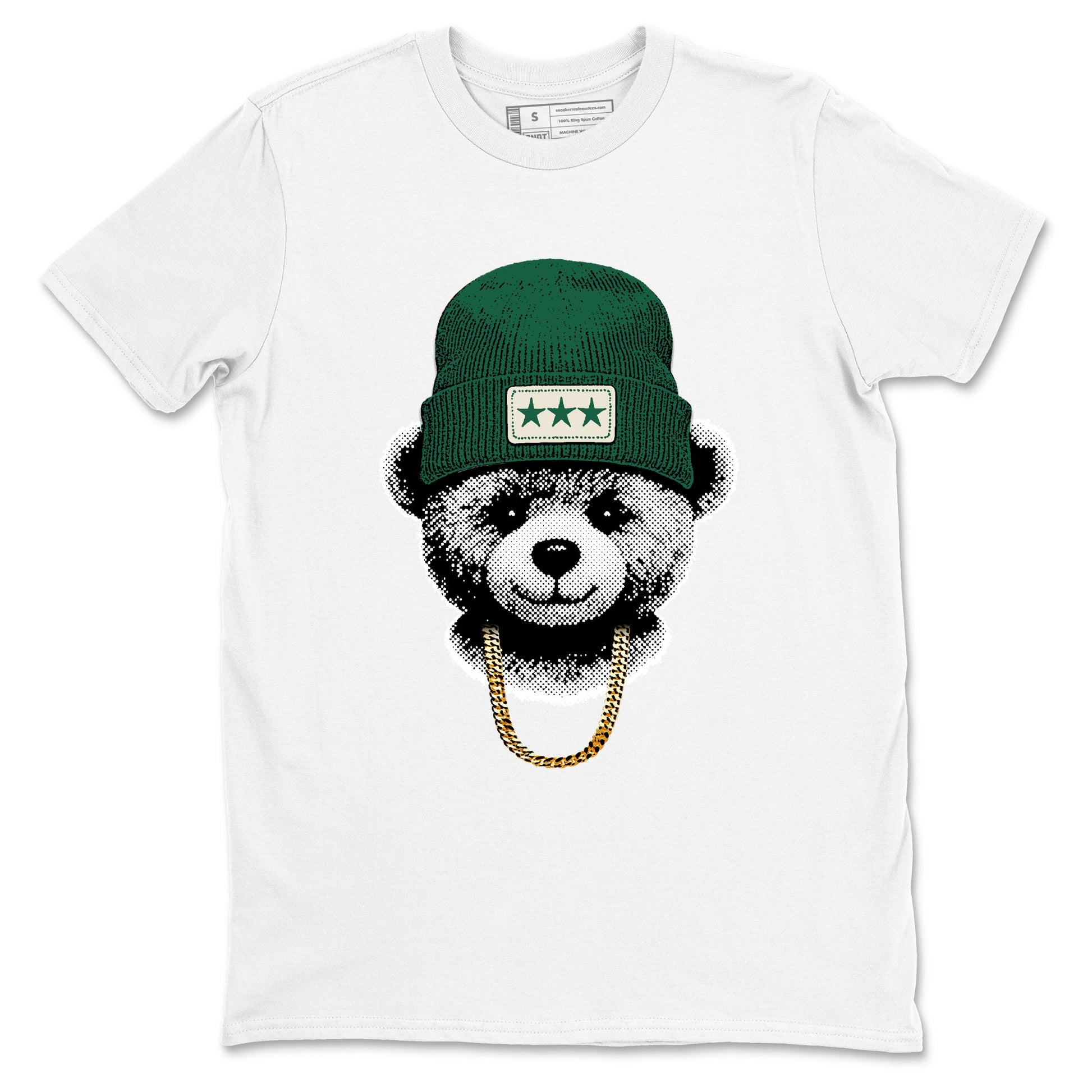 Sneaker Threads – Sneaker Tees To Match Air Jordan 1 Pro Green – Gangster Teddy Graphic Tee White 2. Perfect for Jordan releases 2025 colorways.