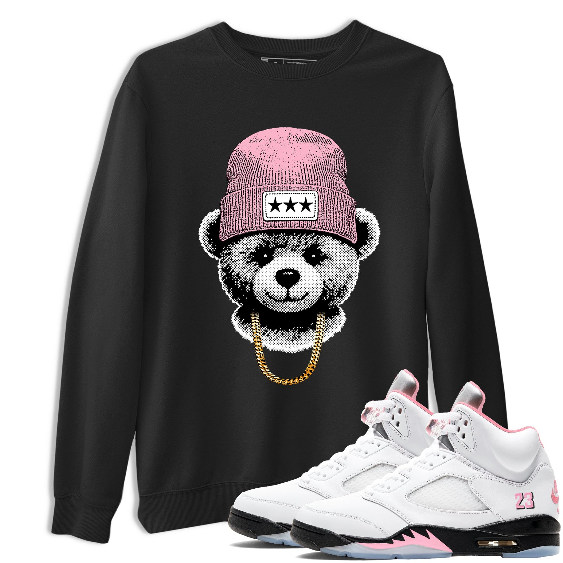 Sneaker tee, Streetwear Brand – Shirts To Match Air Jordan 5 35th Anniversary Sneakers – Gangster Teddy Graphic Tee Black 1