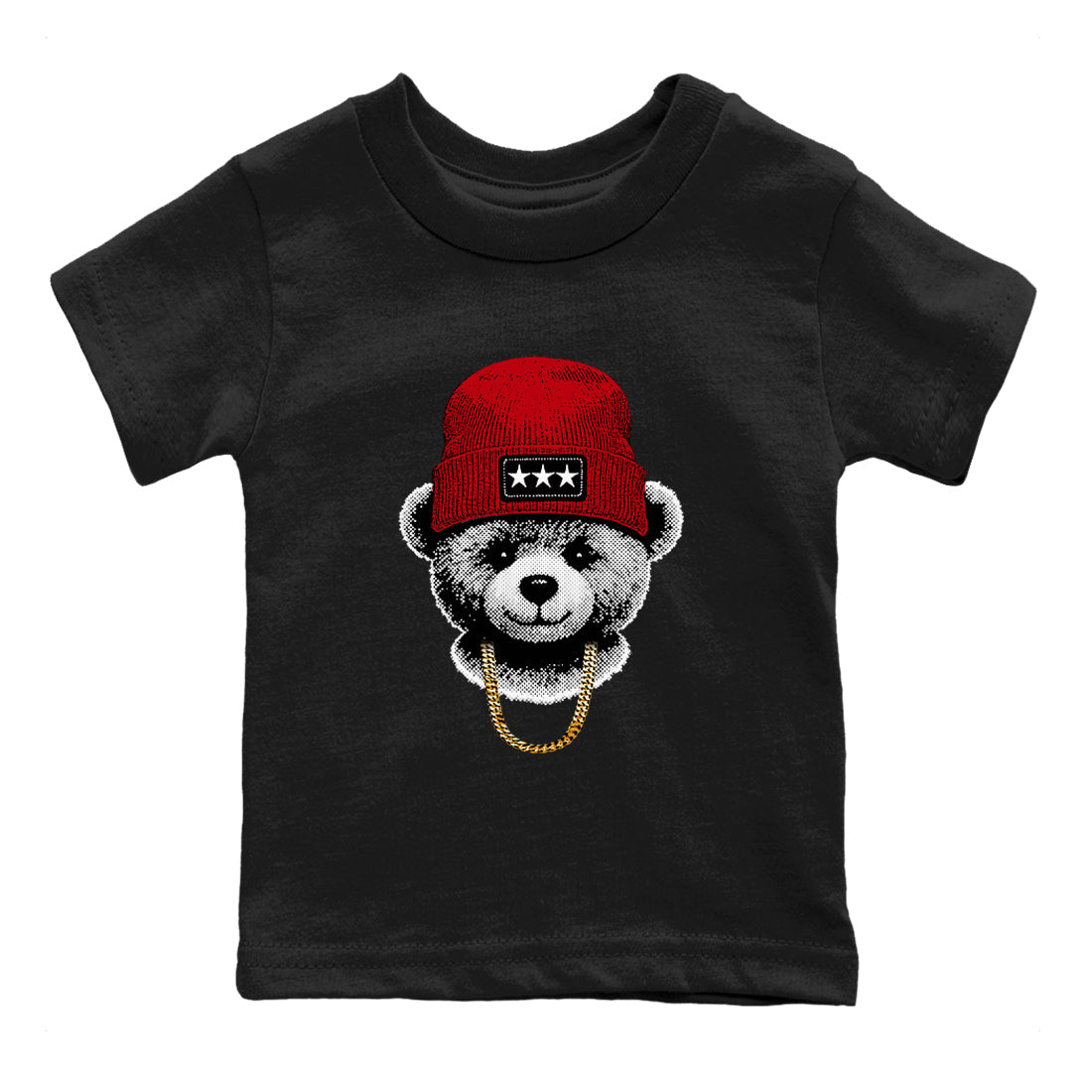 Sneaker tee, Streetwear Brand – Shirts To Match Air Jordan 5 Fire Red Sneakers – Gangster Teddy Kids, Baby Graphic T-Shirt Black 2