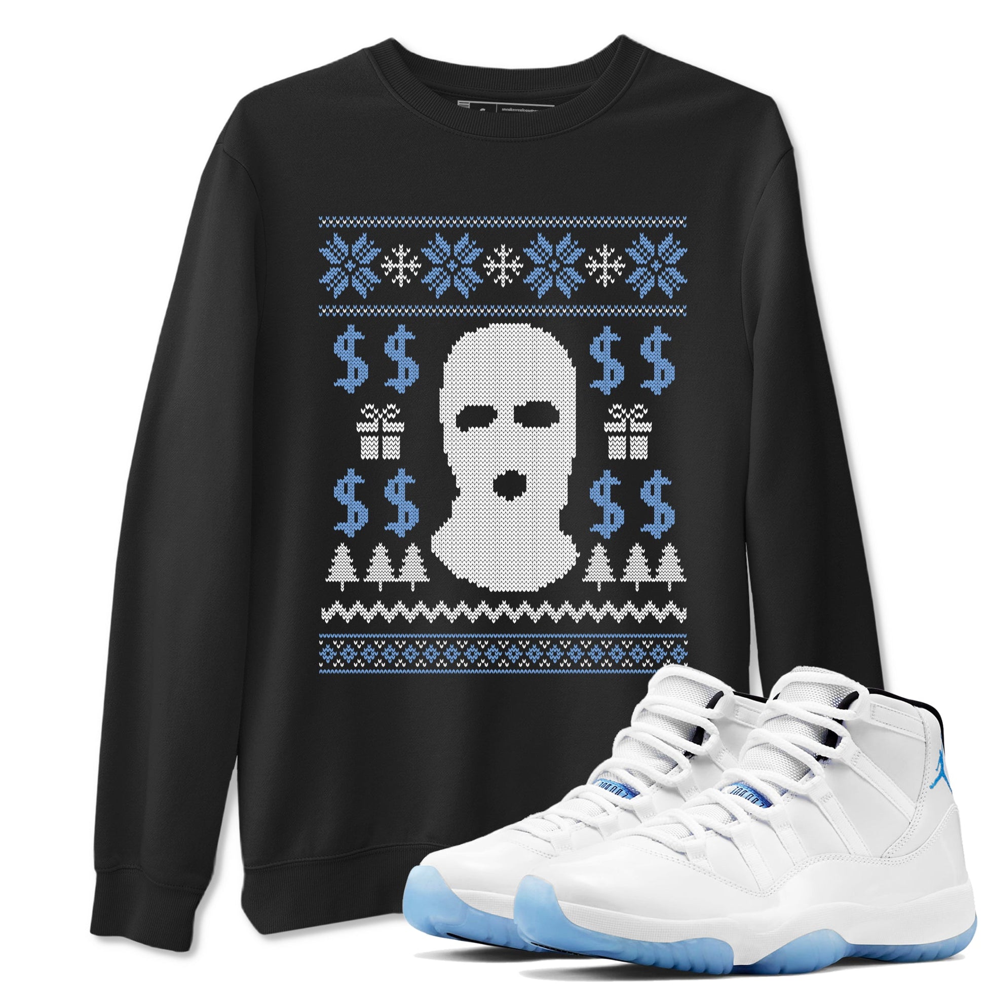 11s Legend Blue shirts to match jordans Christmas Gangster Ugly Sweater sneaker match tees Air Jordan 11 Retro Legend Blue match shoes to clothes SNRT Sneaker Tees unisex cotton Black 1 shirts