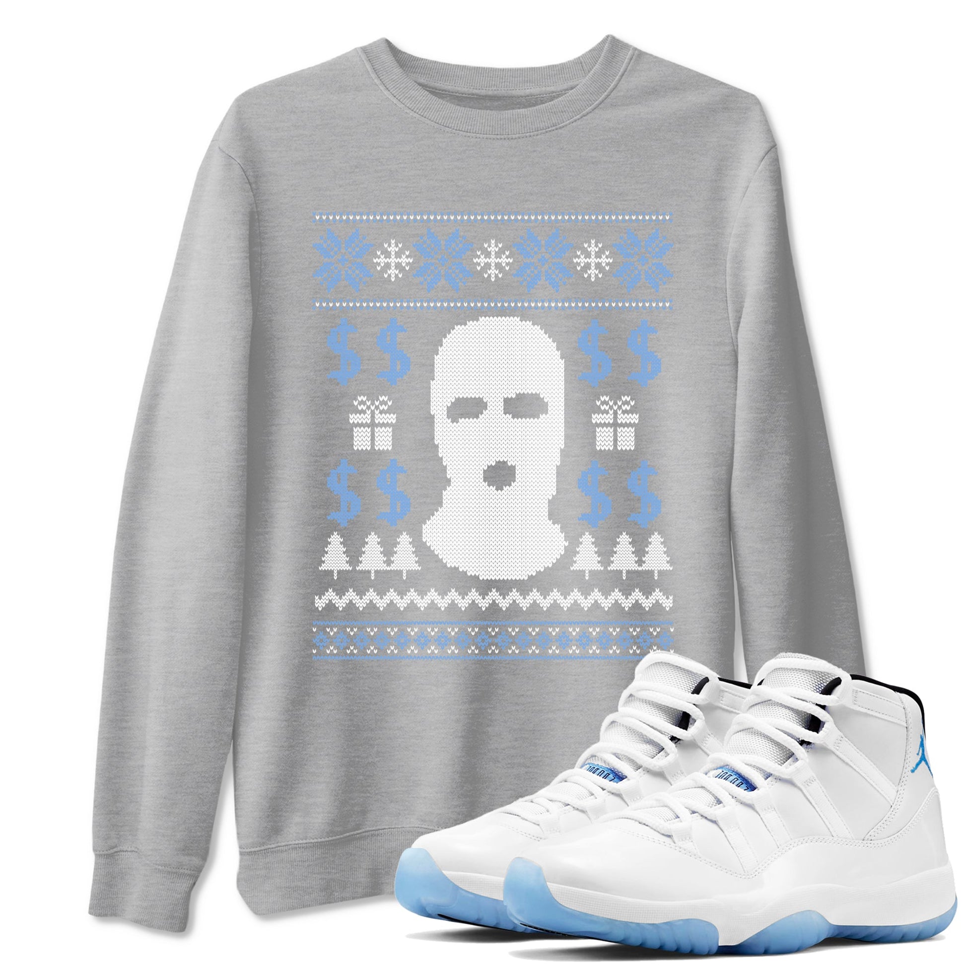 11s Legend Blue shirts to match jordans Christmas Gangster Ugly Sweater sneaker match tees Air Jordan 11 Retro Legend Blue match shoes to clothes SNRT Sneaker Tees unisex cotton Heather Grey 1 shirts