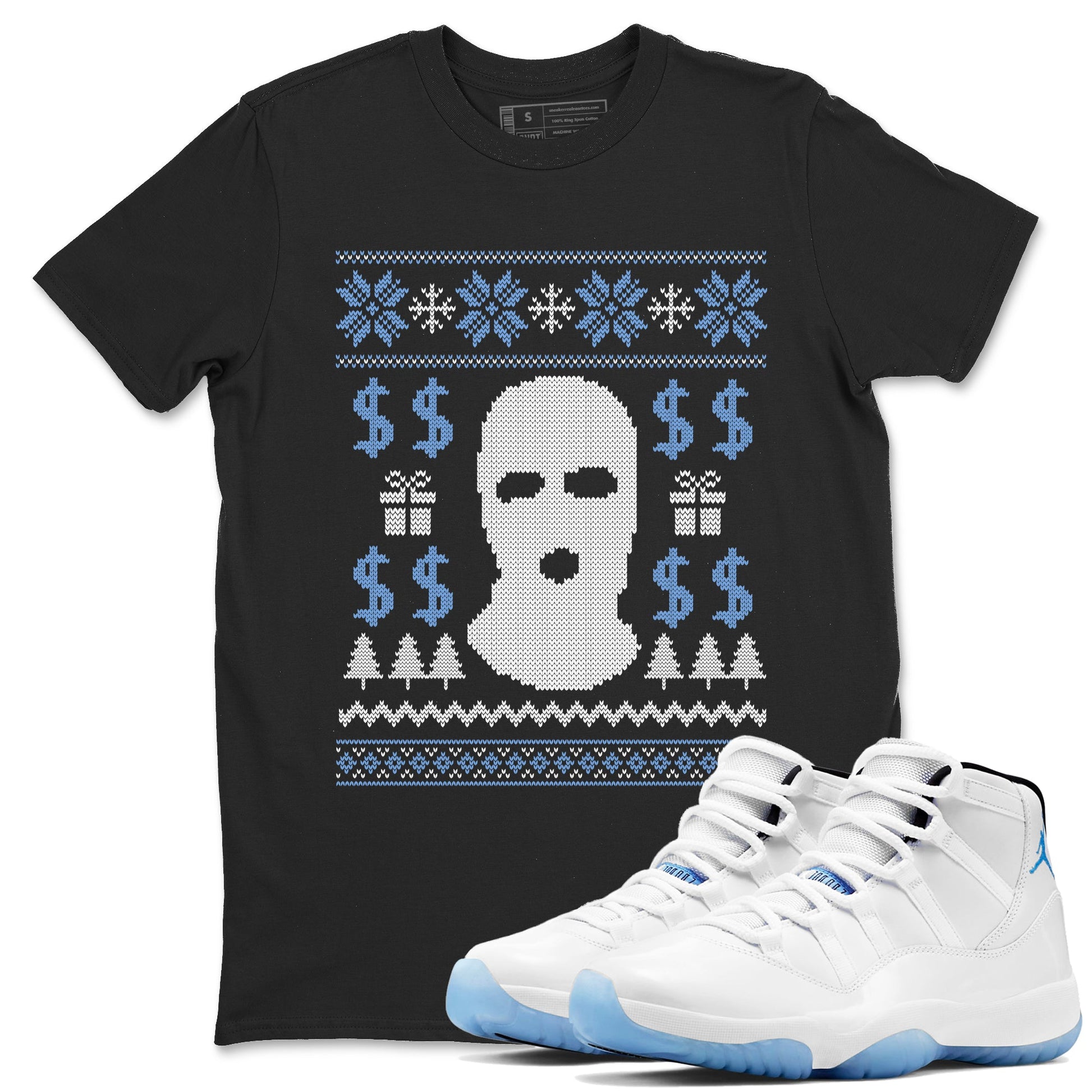11s Legend Blue shirts to match jordans Christmas Gangster Ugly Sweater sneaker match tees Air Jordan 11 Retro Legend Blue match shoes to clothes SNRT Sneaker Tees unisex cotton Black 1 shirts