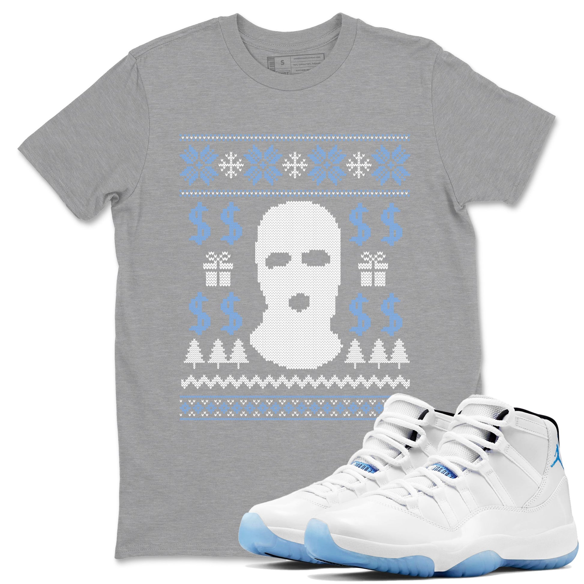 11s Legend Blue shirts to match jordans Christmas Gangster Ugly Sweater sneaker match tees Air Jordan 11 Retro Legend Blue match shoes to clothes SNRT Sneaker Tees unisex cotton Heather Grey 1 shirts
