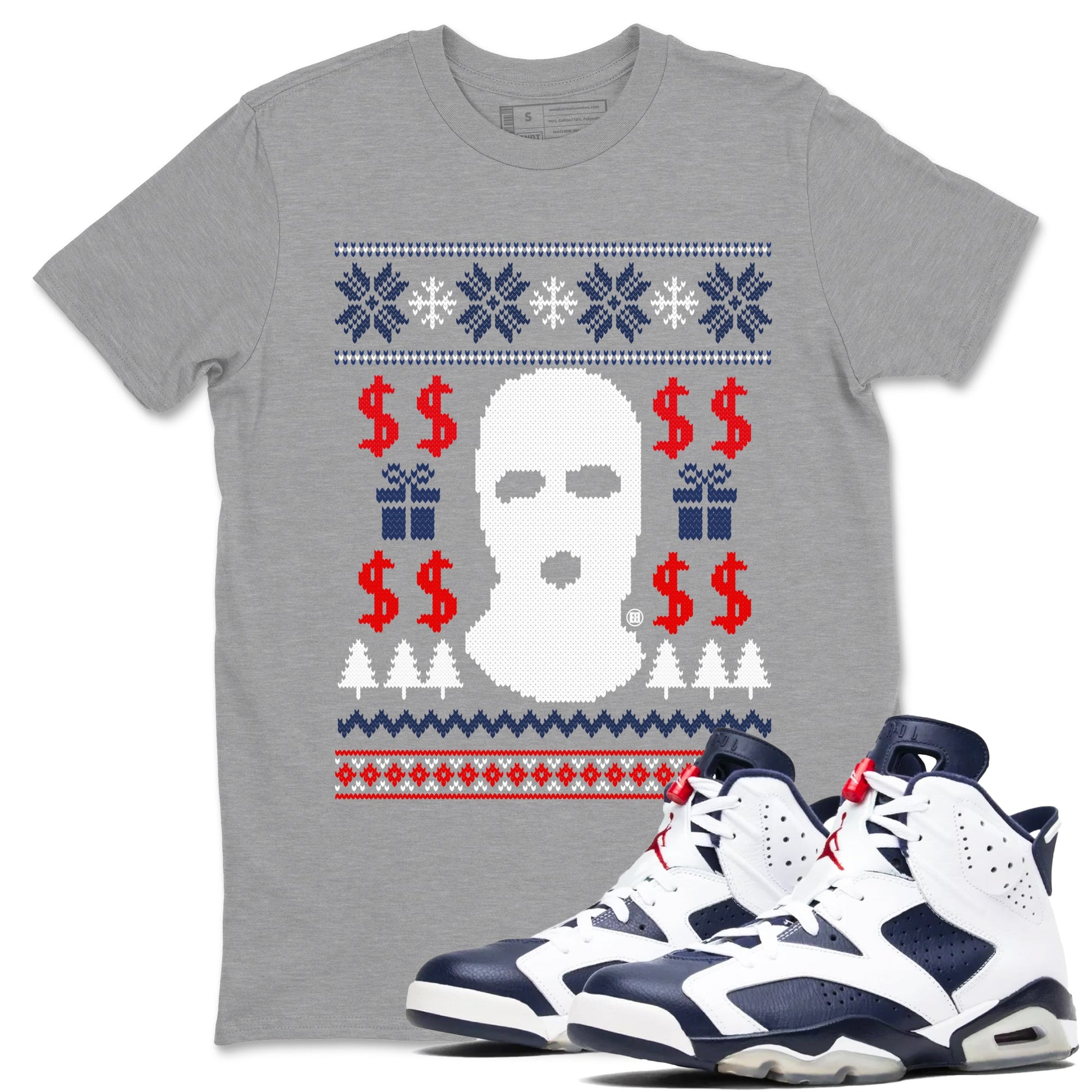 6s White And Midnight Navy shirts to match jordans Gangster Ugly Sweater sneaker match tees Air Jordan 6 Retro White And Midnight Navy match shoes to clothes SNRT Sneaker Tees unisex cotton Heather Grey 1 shirts