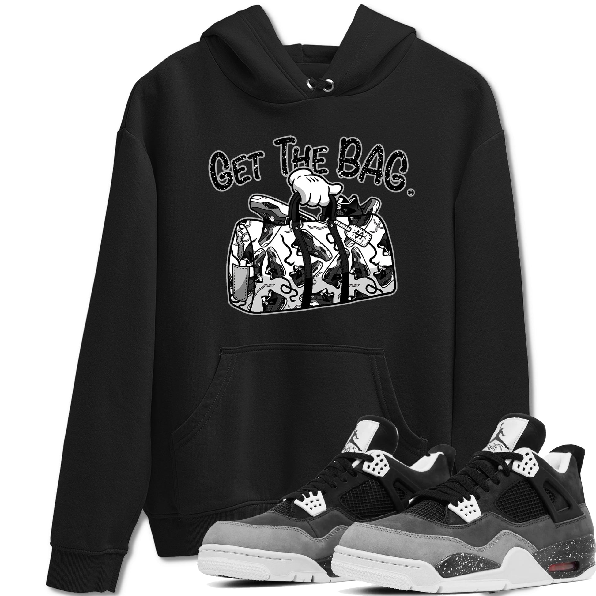 4s Fear shirts to match jordans Get The Bag sneaker match tees Air Jordan 4 Retro Fear match shoes to clothes SNRT Sneaker Tees unisex cotton Black 1 shirts