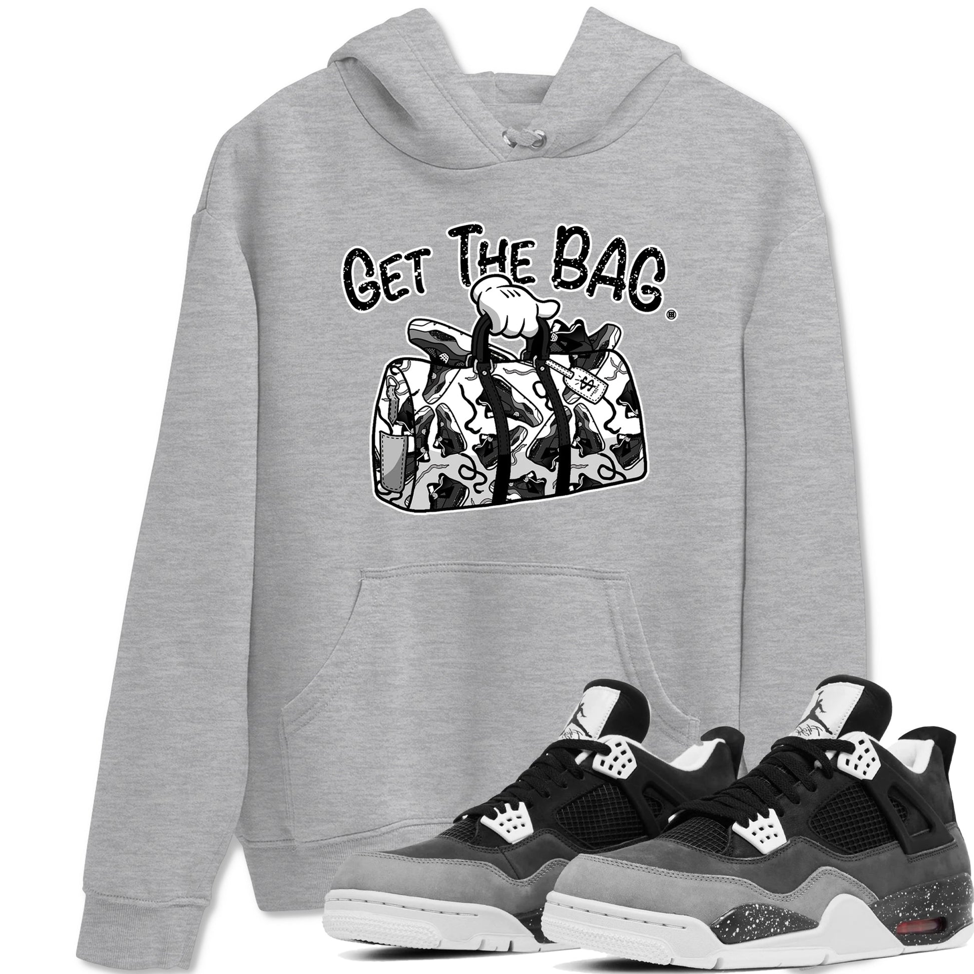 4s Fear shirts to match jordans Get The Bag sneaker match tees Air Jordan 4 Retro Fear match shoes to clothes SNRT Sneaker Tees unisex cotton Heather Grey 1 shirts