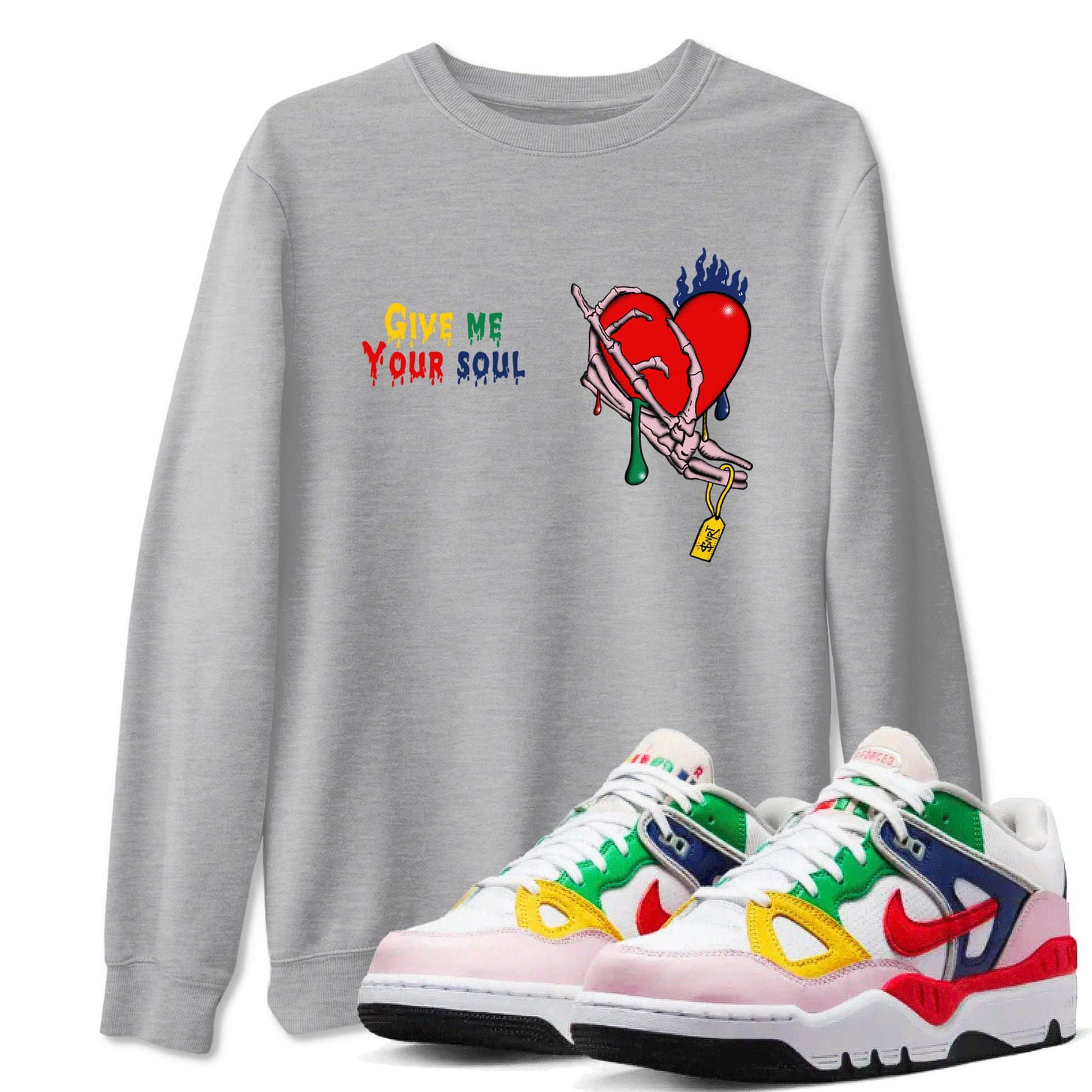 AF 3 Nigo shirtsto match jordans Give Me Your Soul sneaker match tees Air Force 3 Low x Nigo Blue Void and Tour Yellow match shoes to clothes SNRT Sneaker Tees unisex cotton Heather Grey 1 shirts
