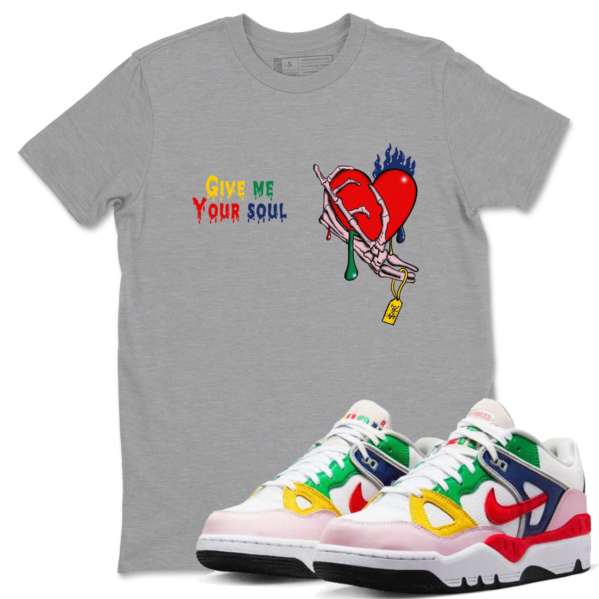 AF 3 Nigo shirtsto match jordans Give Me Your Soul sneaker match tees Air Force 3 Low x Nigo Blue Void and Tour Yellow match shoes to clothes SNRT Sneaker Tees unisex cotton Heather Grey 1 shirts