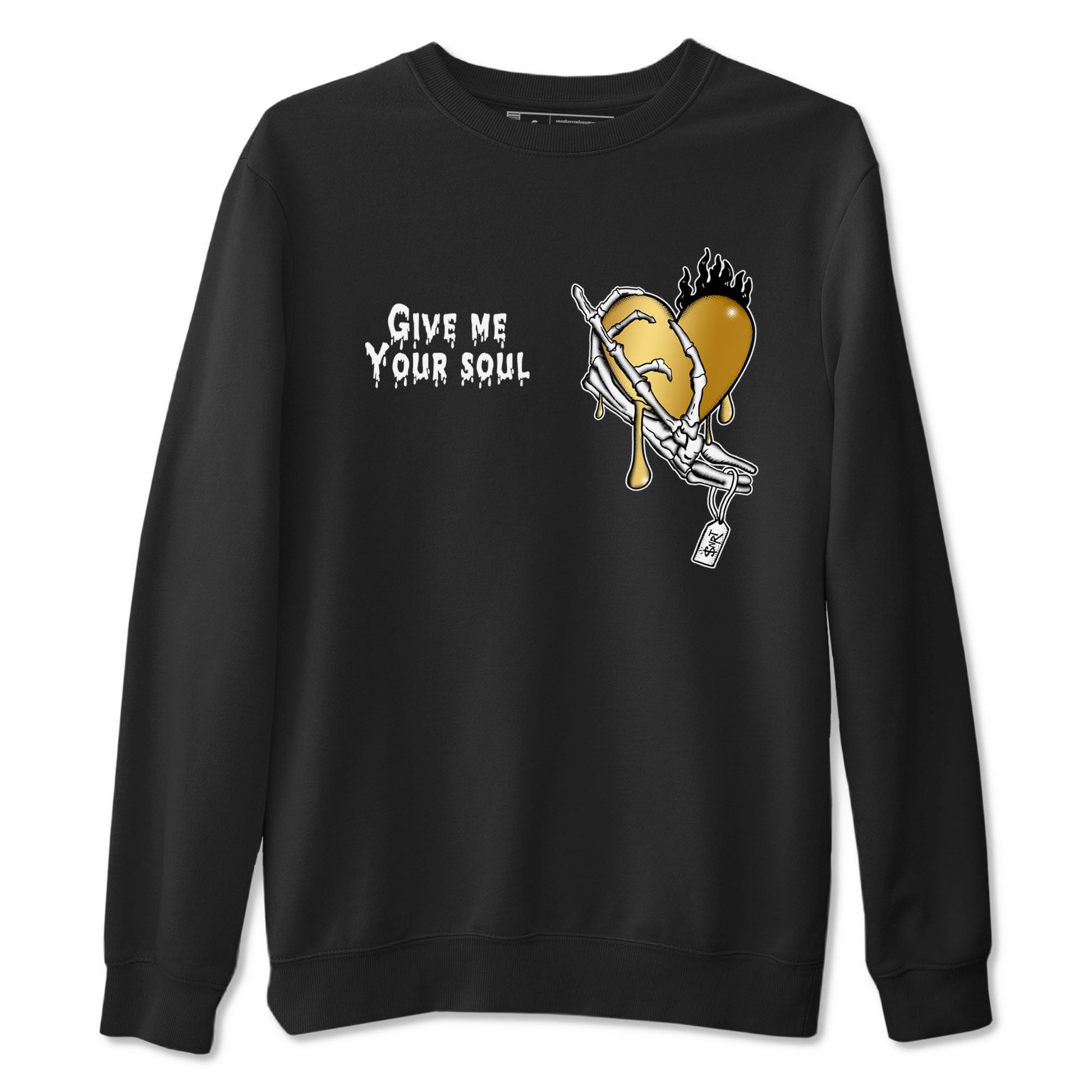 1s Black Metallic Gold shirts to match jordans Give Me Your Soul unique Halloween sneaker tee Jordan 1 High OG Black and Gold SNRT Sneaker Release Tees unisex cotton Black 2 crew neck shirts