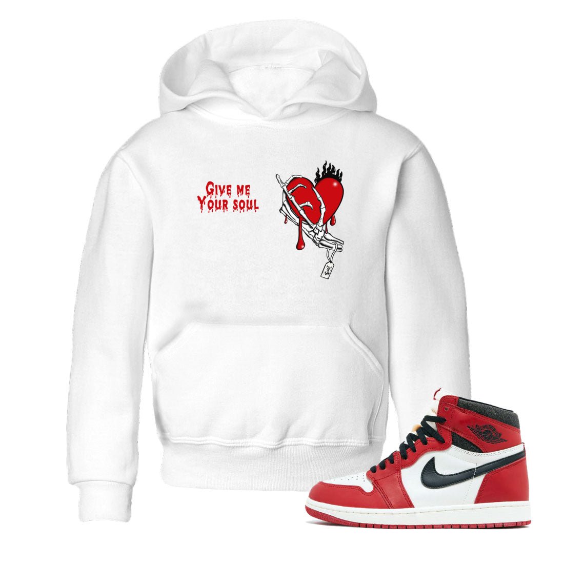 1s Lost & Found shirts to match jordans Give Me Your Soul unique Halloween sneaker tee Air Jordan 1 Lost & Found SNRT Sneaker Release Tees Youth Baby White 1 crew neck shirts