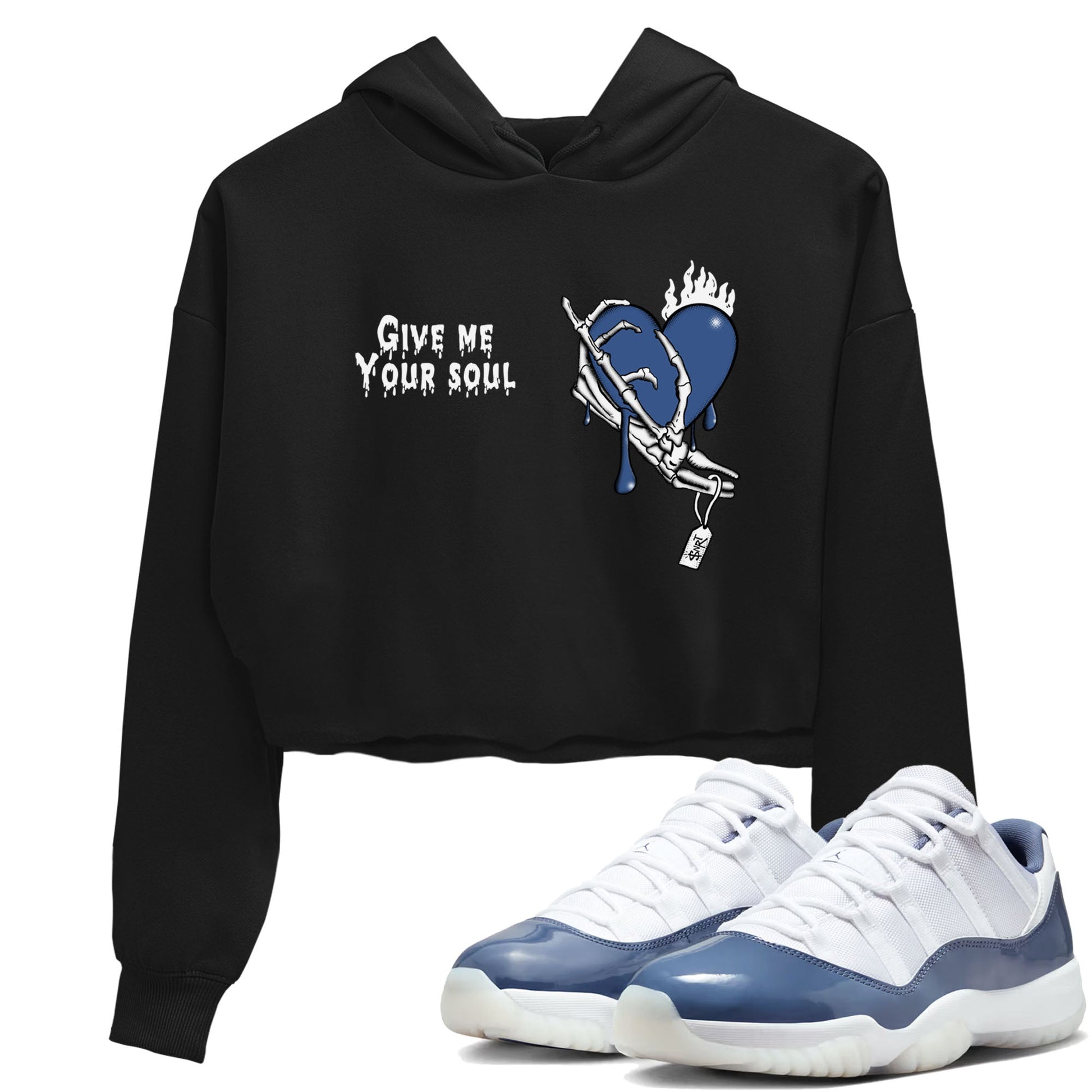 11s Diffused Blue shirts to match jordans Give Me Your Soul unique Halloween sneaker tee Air Jordan 11 Diffused Blue SNRT Sneaker Release Tees unisex cotton Black 1 Crop Shirts
