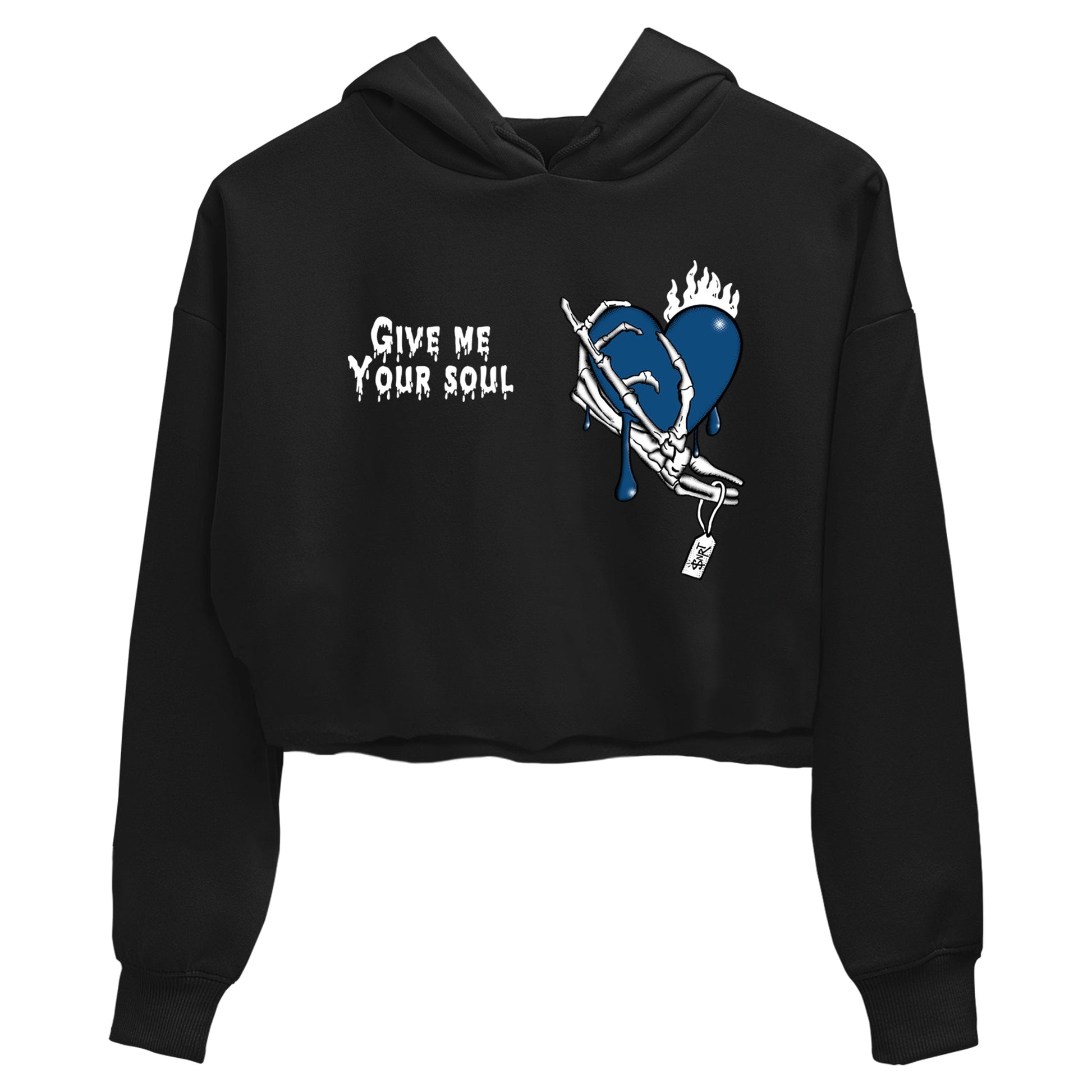 Sneaker match tees – Sneaker Tees To Match Air Jordan 12 French Blue Shoes – Give Me Your Soul Crop T-Shirt Black 2