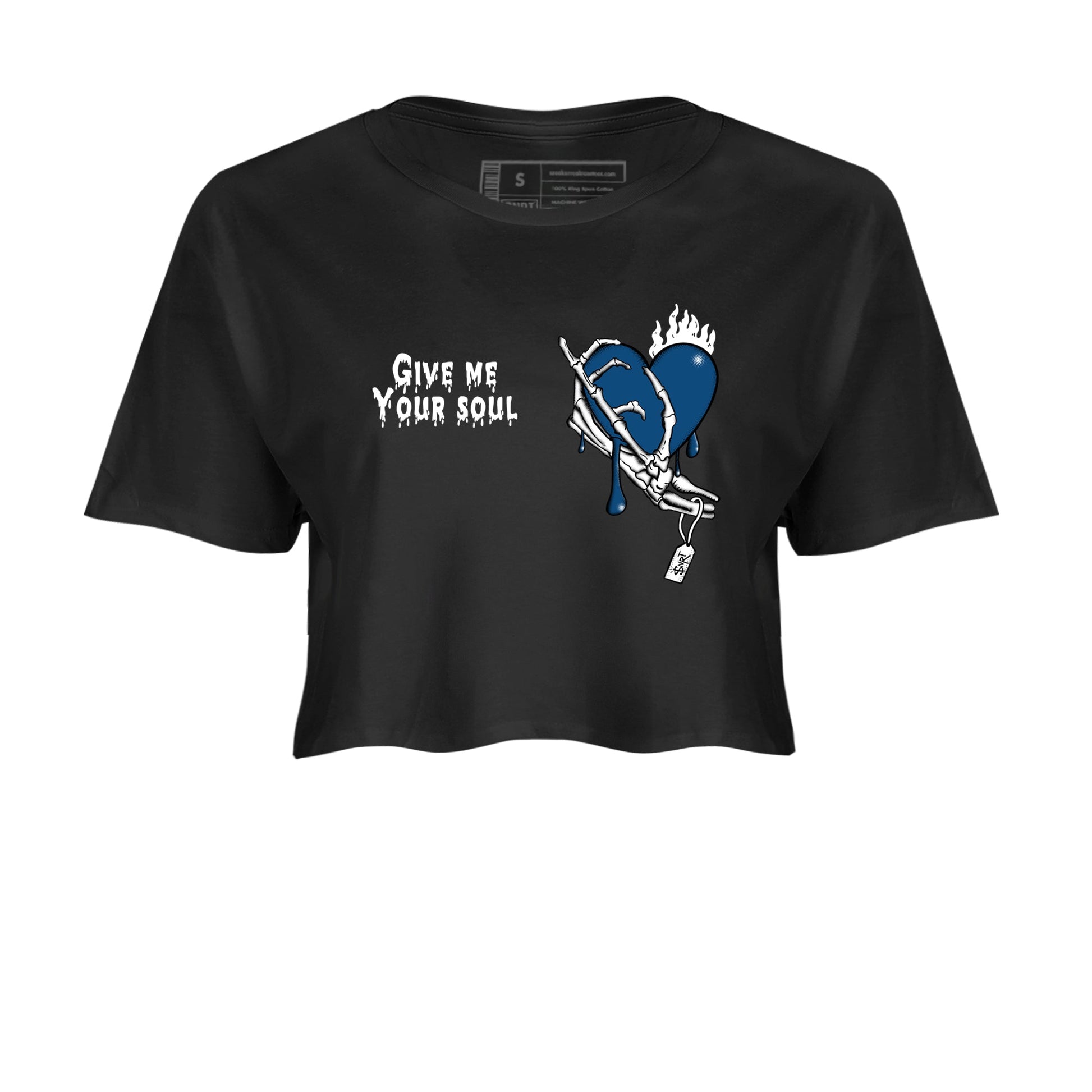 Sneaker match tees – Sneaker Tees To Match Air Jordan 12 French Blue Shoes – Give Me Your Soul Crop T-Shirt Black 2