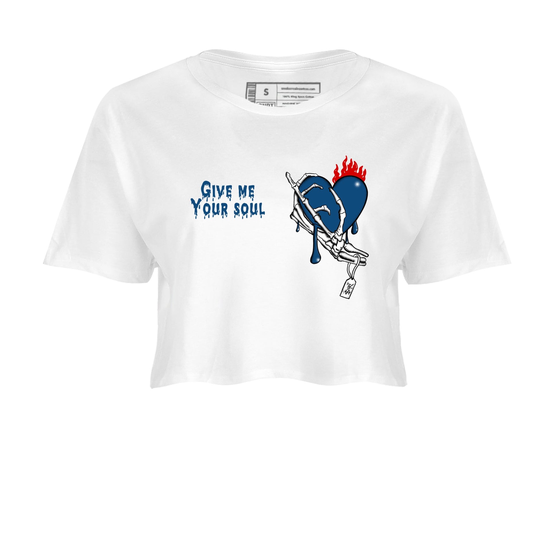 Sneaker match tees – Sneaker Tees To Match Air Jordan 12 French Blue Shoes – Give Me Your Soul Crop T-Shirt White 2