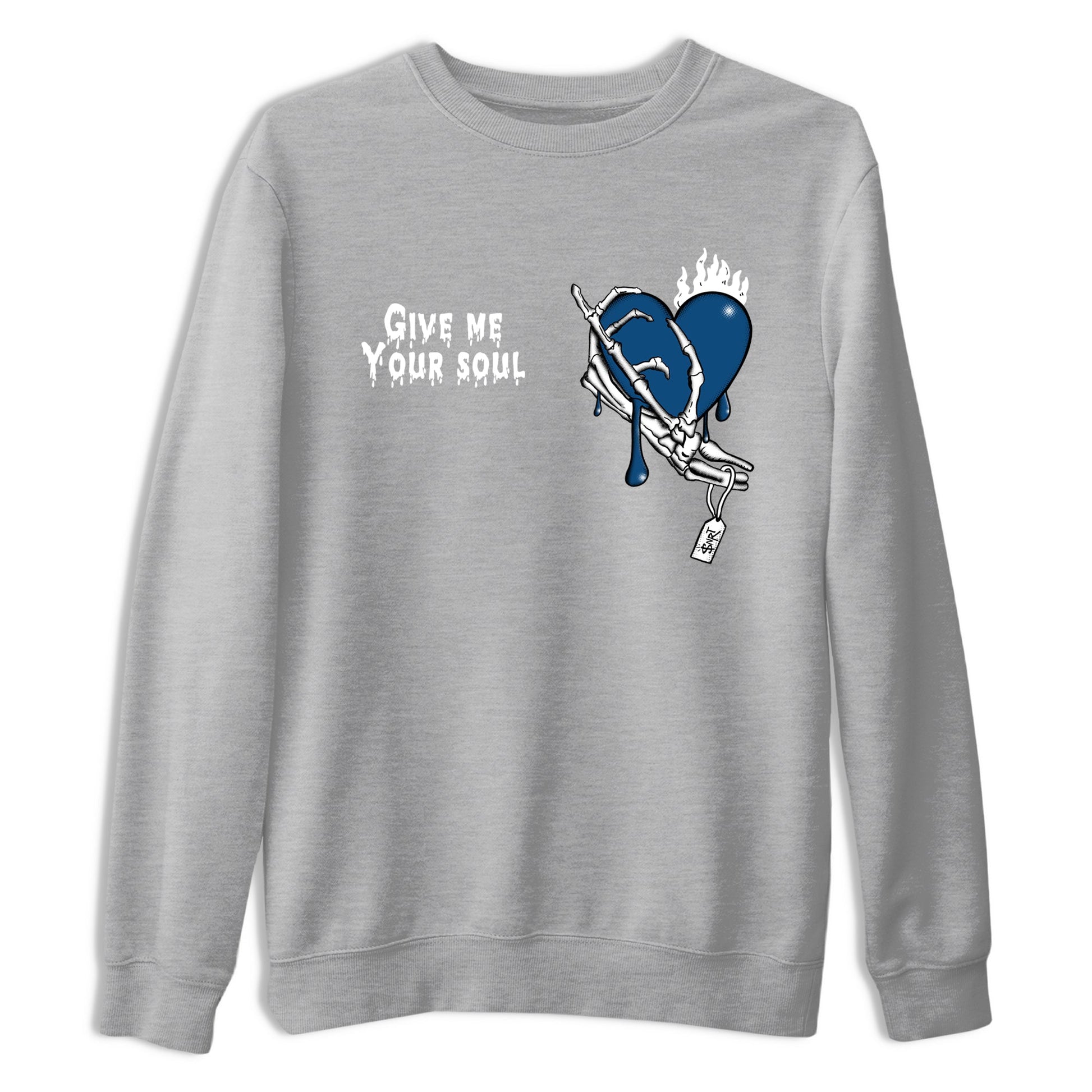 Sneaker match tees – Sneaker Tees To Match Air Jordan 12 French Blue Shoes – Give Me Your Soul Tee Heather Grey 2