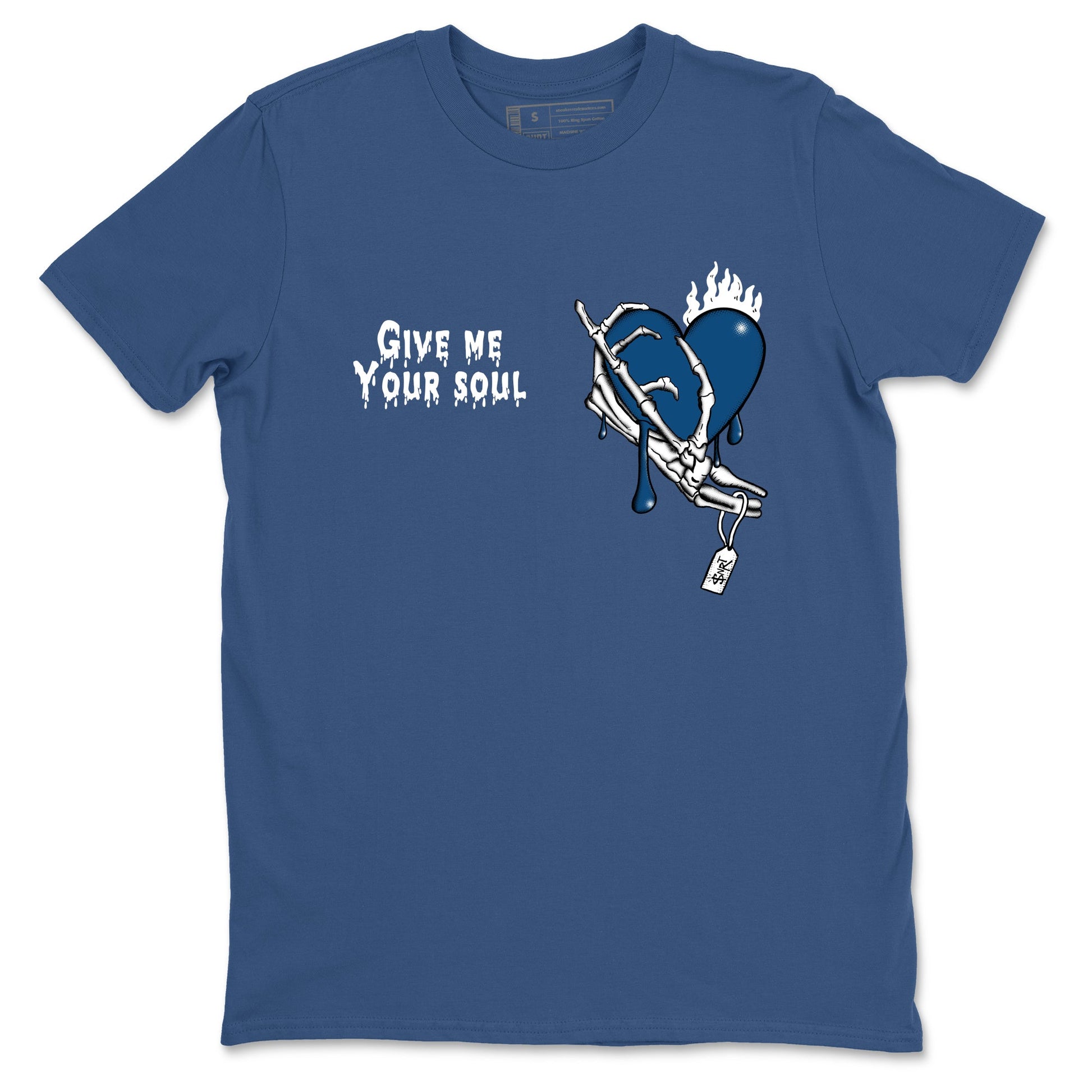 Sneaker match tees – Sneaker Tees To Match Air Jordan 12 French Blue Shoes – Give Me Your Soul Tee Denim Blue 2