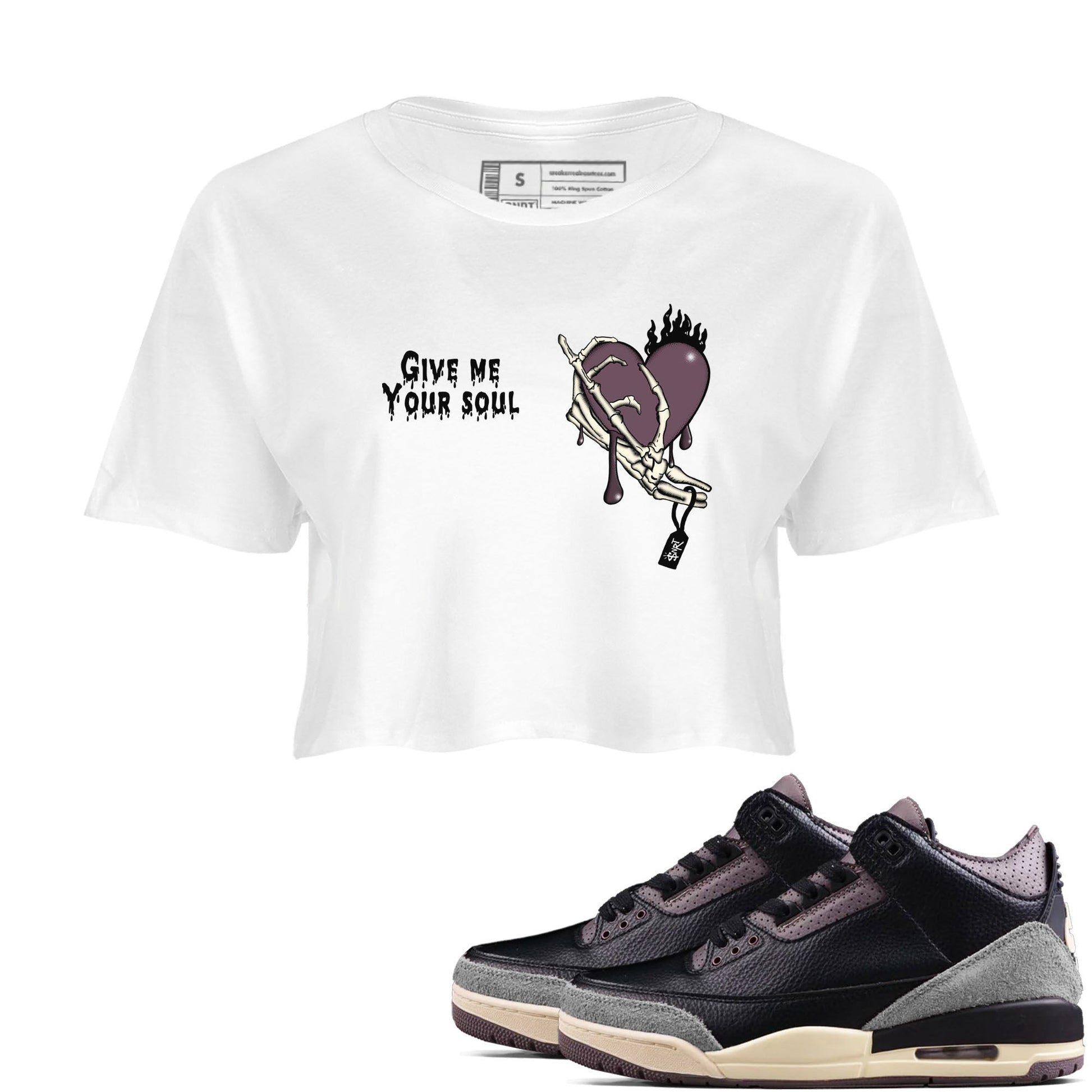 3s A Ma Maniere x Black shirts to match jordans Give Me Your Soul unique Halloween sneaker tee Air Jordan 3 A Ma Maniere x Black SNRT Sneaker Release Tees unisex cotton White 1 Crop Shirts