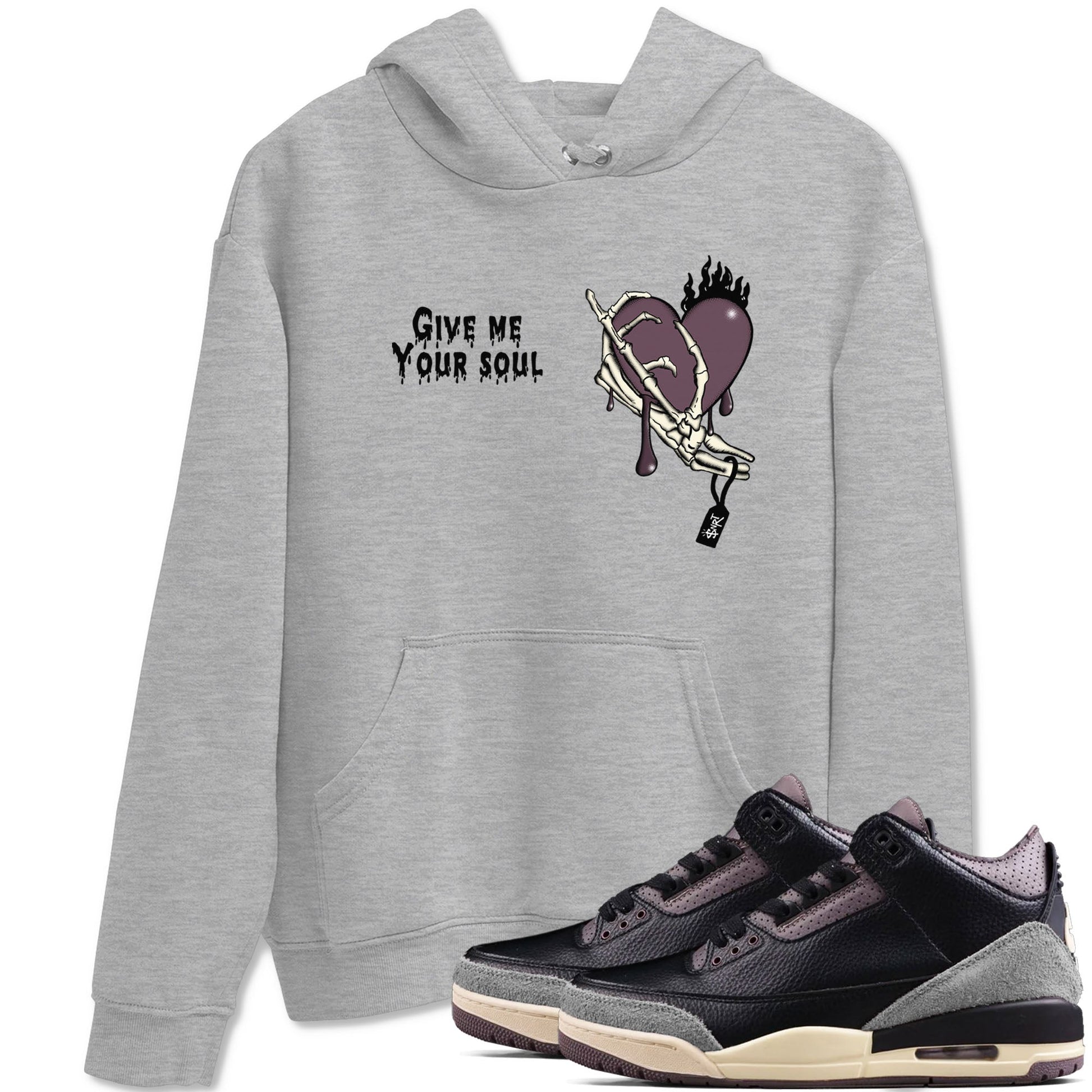 3s A Ma Maniere x Black shirts to match jordans Give Me Your Soul unique Halloween sneaker tee Air Jordan 3 A Ma Maniere x Black SNRT Sneaker Release Tees unisex cotton Heather Grey 1 crew neck shirts