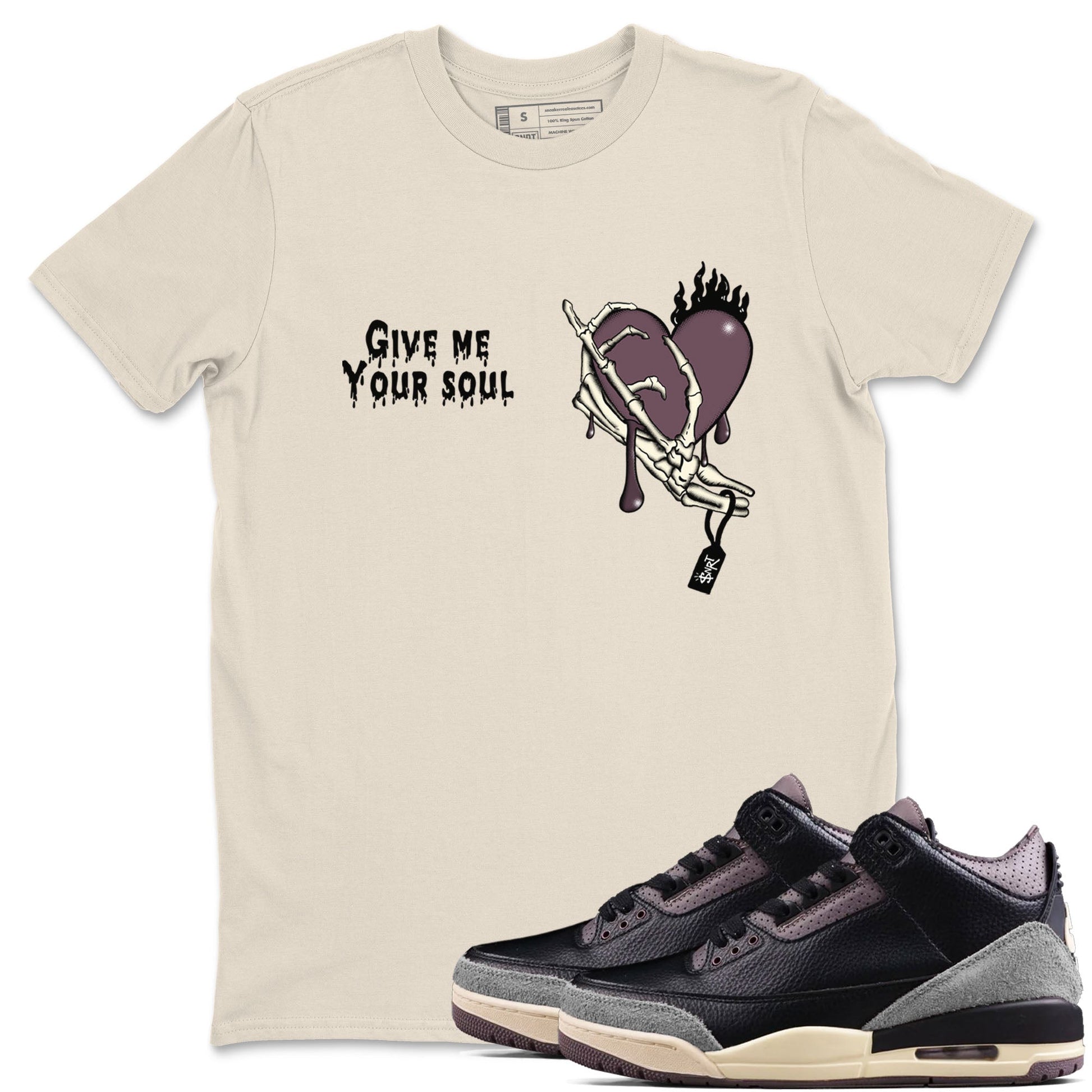 3s A Ma Maniere x Black shirts to match jordans Give Me Your Soul unique Halloween sneaker tee Air Jordan 3 A Ma Maniere x Black SNRT Sneaker Release Tees unisex cotton Natural 1 crew neck shirts