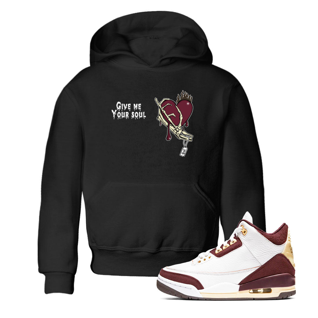 3s A Ma Maniere x Burgundy Crush shirts to match jordans Give Me Your Soul unique Halloween sneaker tee Air Jordan 3 A Ma Maniere x Burgundy Crush SNRT Sneaker Release Tees Youth Baby Black 1 crew neck shirts