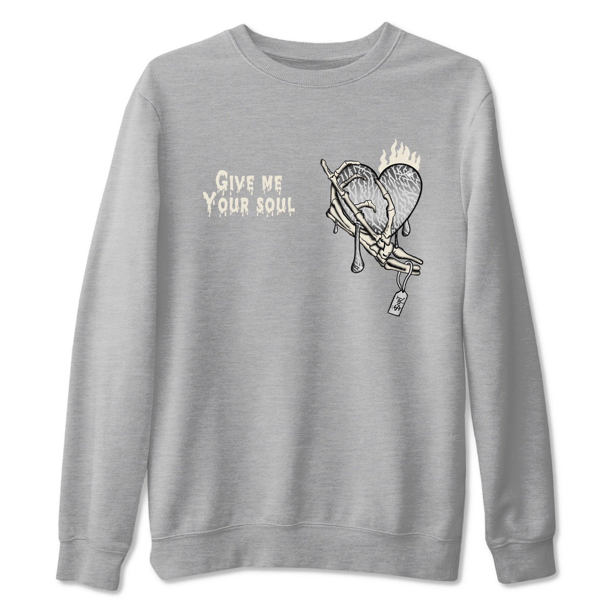 3s Sail and Cement Grey shirts to match jordans Give Me Your Soul sneaker match tees Air Jordan 3 Retro Sail and Cement Grey match shoes to clothes SNRT Sneaker Tees unisex cotton Heather Grey 2 shirts