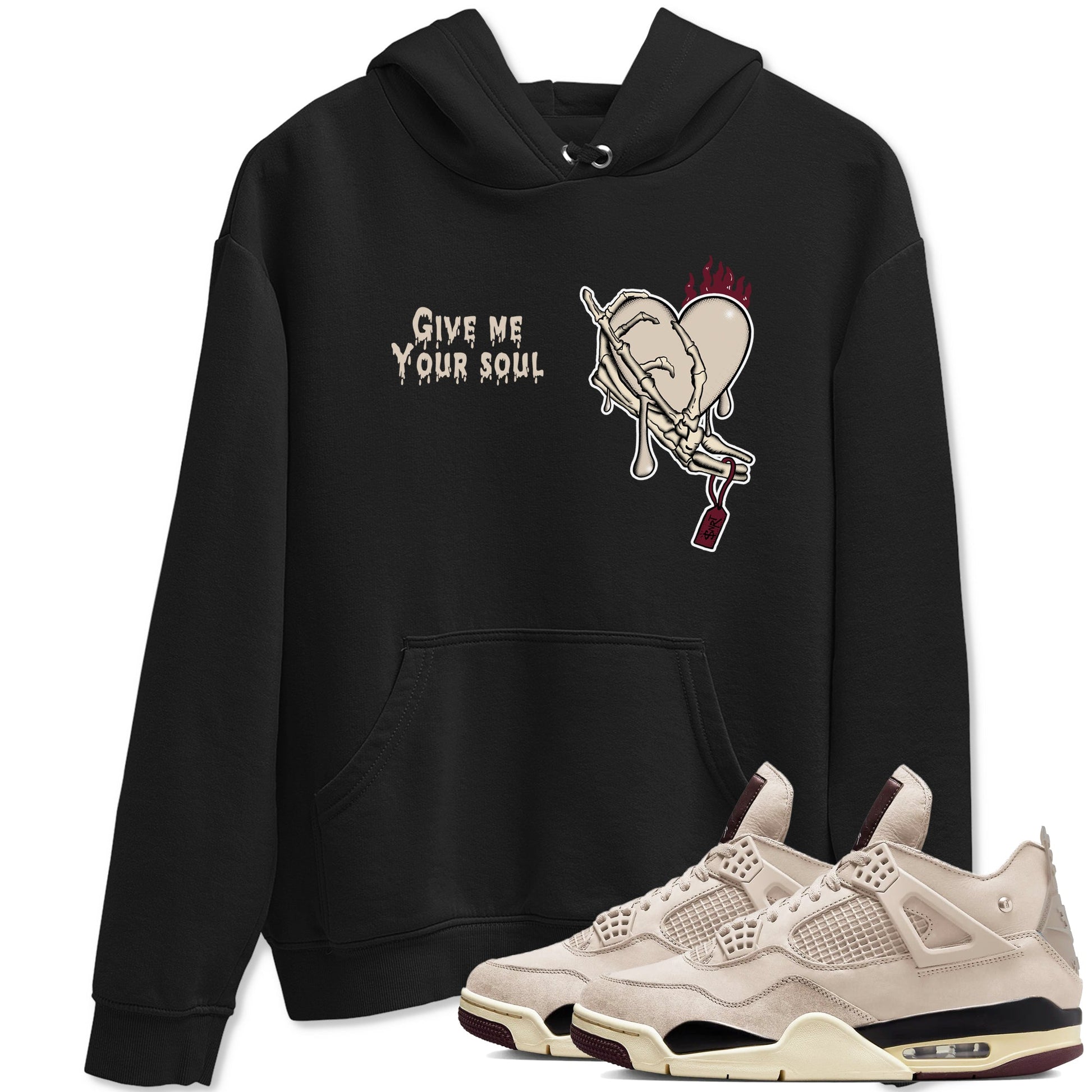 4s A Ma Maniere x Fossil Stone shirts to match jordans Give Me Your Soul unique Halloween sneaker tee 4s A Ma Maniere x Fossil Stone match shoes to clothes SNRT Sneaker Tees unisex cotton Black 1 shirts