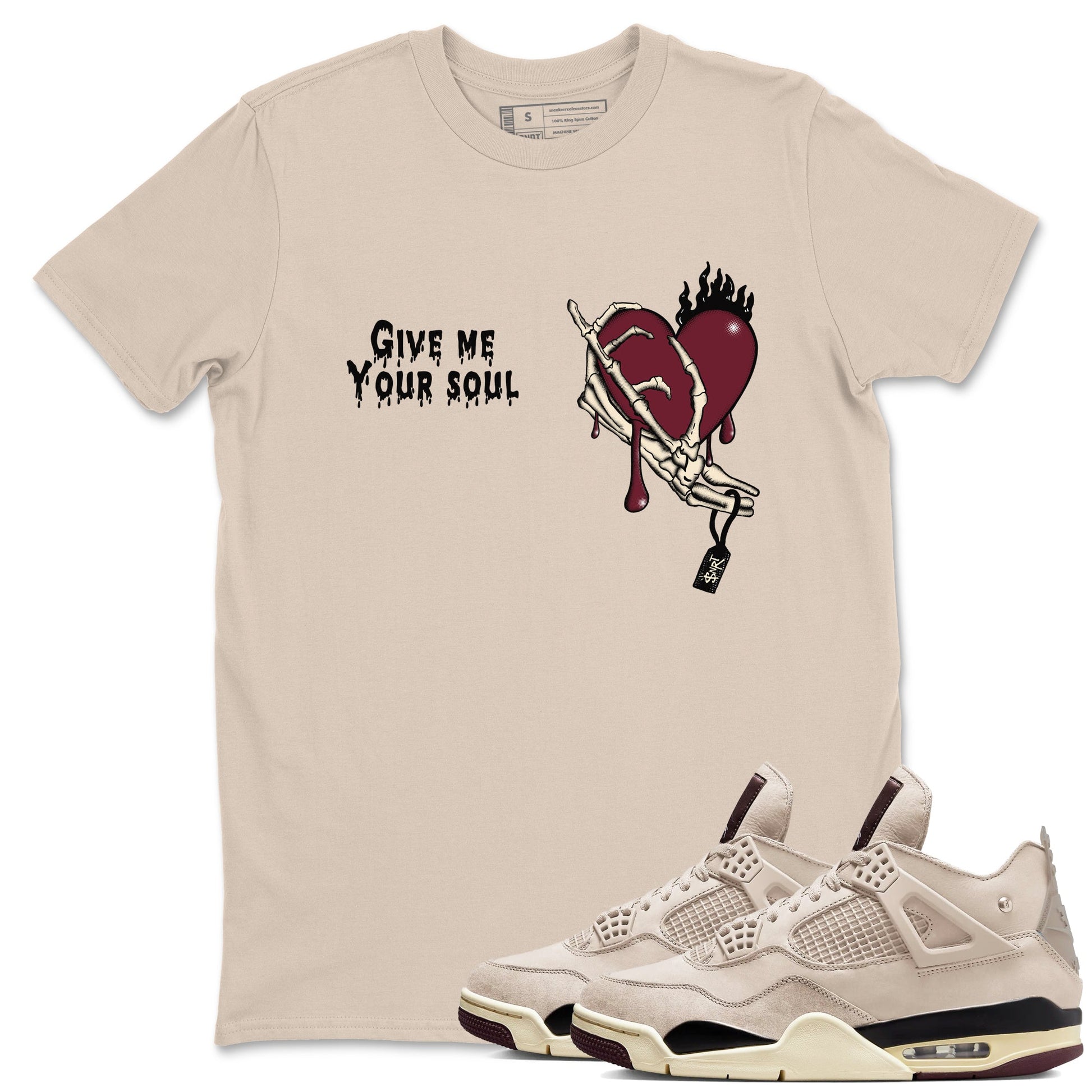 4s A Ma Maniere x Fossil Stone shirts to match jordans Give Me Your Soul unique Halloween sneaker tee 4s A Ma Maniere x Fossil Stone match shoes to clothes SNRT Sneaker Tees unisex cotton Sand 1 shirts