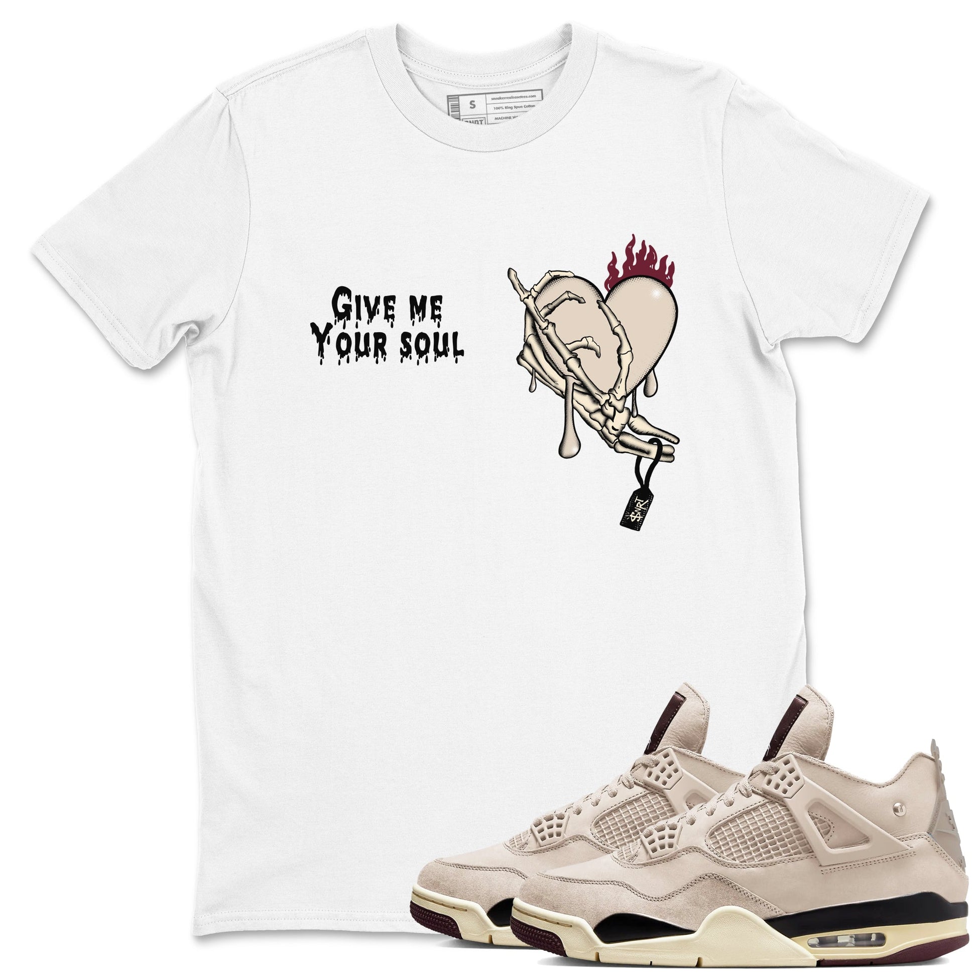 4s A Ma Maniere x Fossil Stone shirts to match jordans Give Me Your Soul unique Halloween sneaker tee 4s A Ma Maniere x Fossil Stone match shoes to clothes SNRT Sneaker Tees unisex cotton White 1 shirts