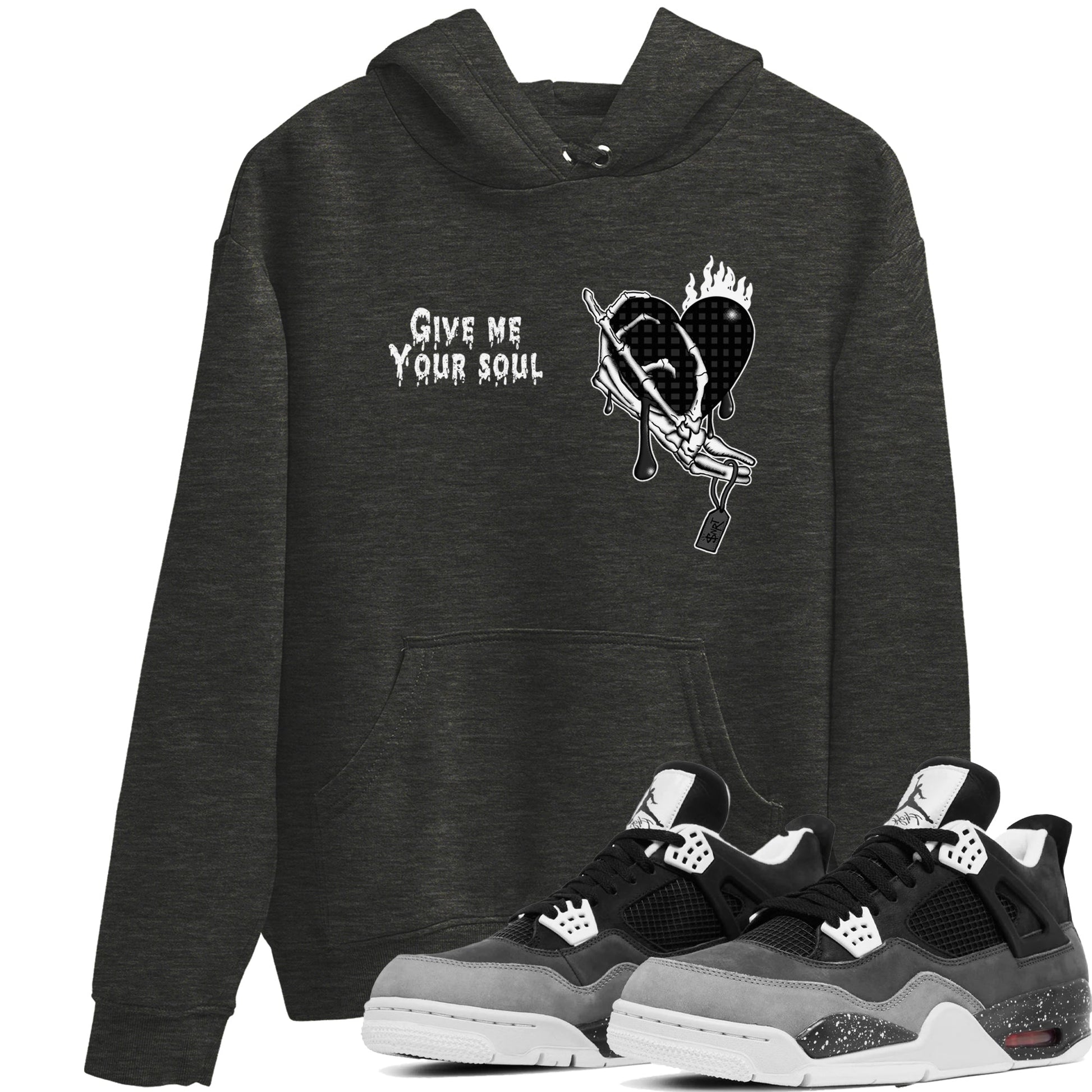 4s Fear shirts to match jordans Give Me Your Soul sneaker match tees Air Jordan 4 Retro Fear match shoes to clothes SNRT Sneaker Tees unisex cotton Charcoal Heather 1 shirts
