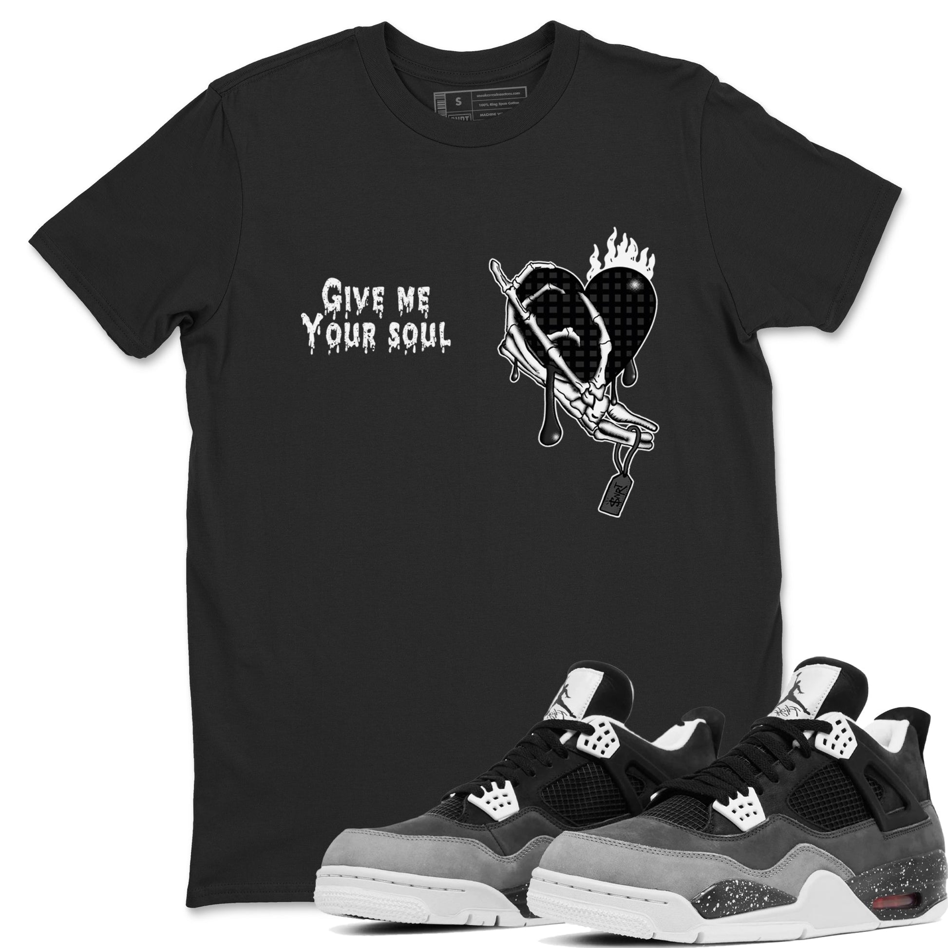 4s Fear shirts to match jordans Give Me Your Soul sneaker match tees Air Jordan 4 Retro Fear match shoes to clothes SNRT Sneaker Tees unisex cotton Black 1 shirts