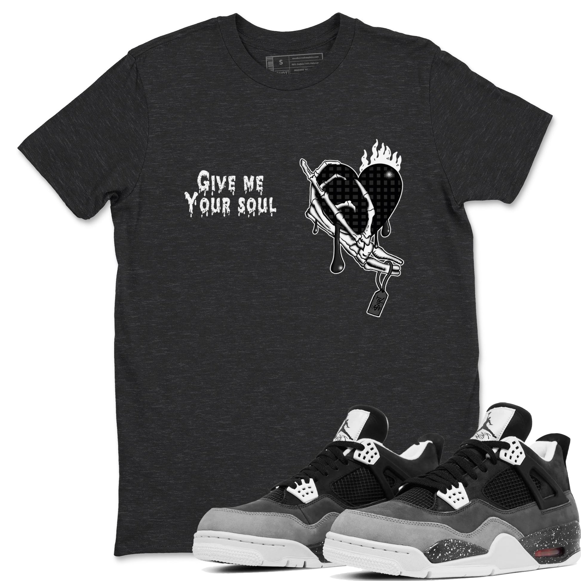 4s Fear shirts to match jordans Give Me Your Soul sneaker match tees Air Jordan 4 Retro Fear match shoes to clothes SNRT Sneaker Tees unisex cotton Charcoal Heather 1 shirts