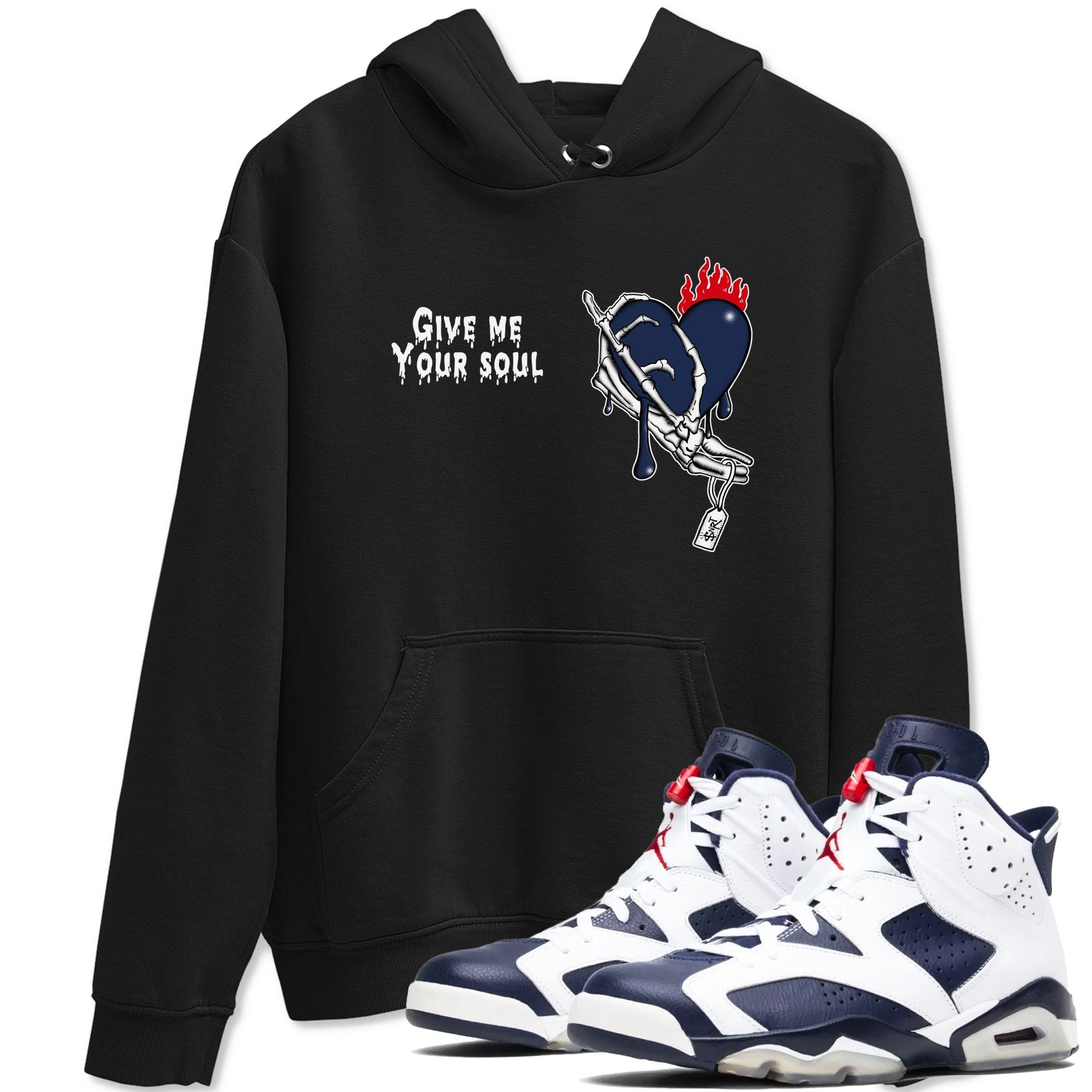 6s White And Midnight Navy shirts to match jordans Give Me Your Soul unique Halloween sneaker tee Air Jordan 6 White And Midnight Navy SNRT Sneaker Release Tees unisex cotton Black 1 crew neck shirts