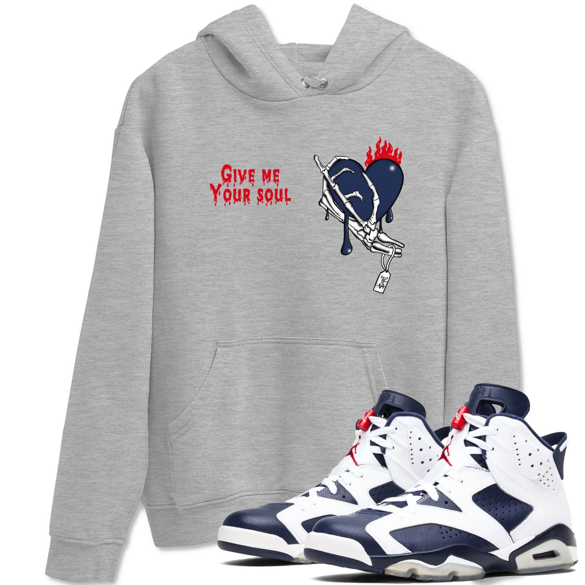 6s White And Midnight Navy shirts to match jordans Give Me Your Soul unique Halloween sneaker tee Air Jordan 6 White And Midnight Navy SNRT Sneaker Release Tees unisex cotton Heather Grey 1 crew neck shirts