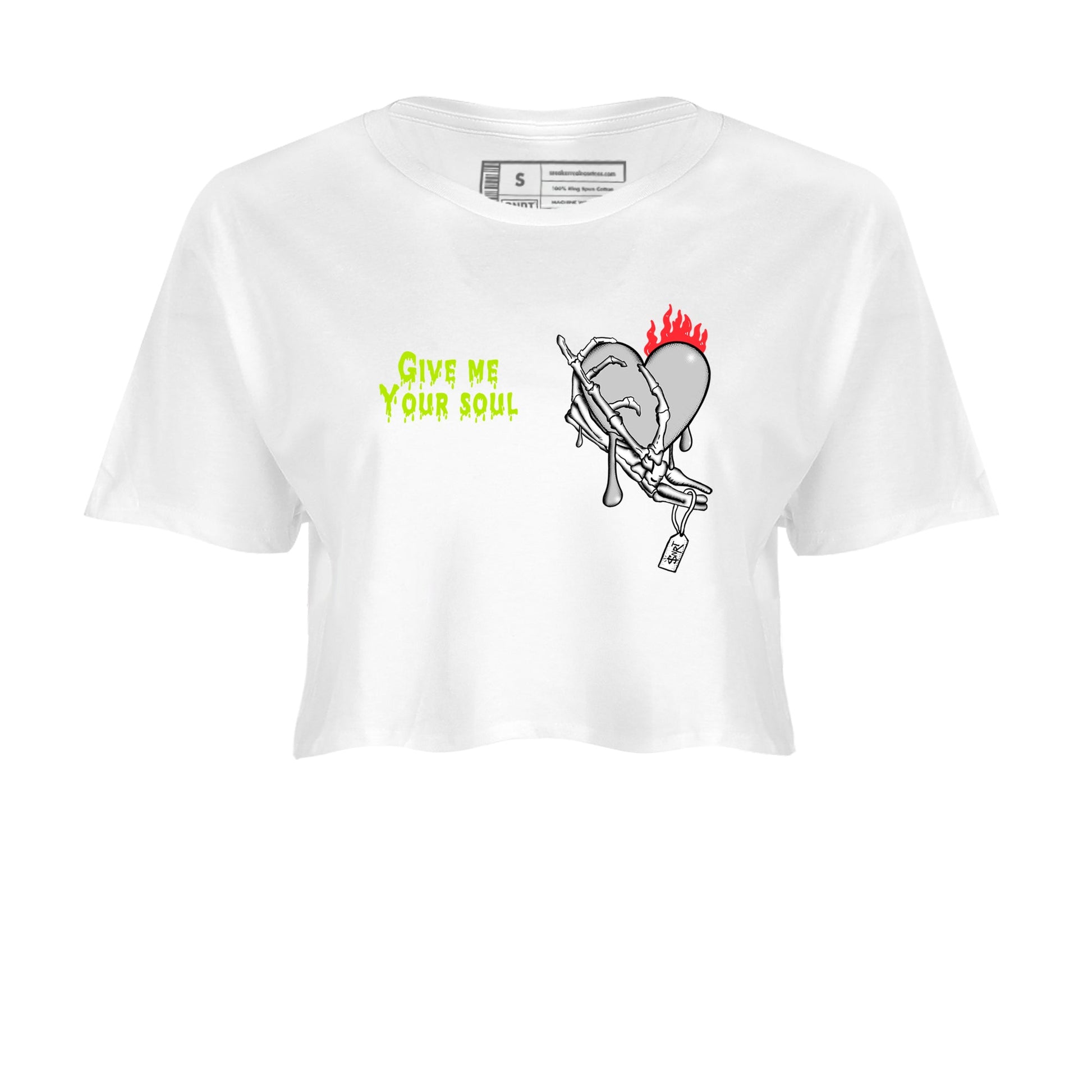 Sneaker Threads – Sneaker Tees To Match Air Max 90 Spruce Aura and Ghost Green – Give Me Your Soul Crop Tee White 2. Perfect for Jordan releases 2025 colorways.