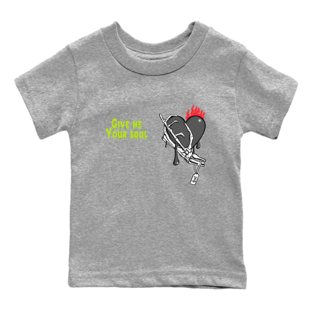 Sneaker Threads – Sneaker Tees To Match Air Max 90 Spruce Aura and Ghost Green – Give Me Your Soul Youth Graphic Tee Heather Grey 2. Perfect for Jordan releases 2025 colorways.