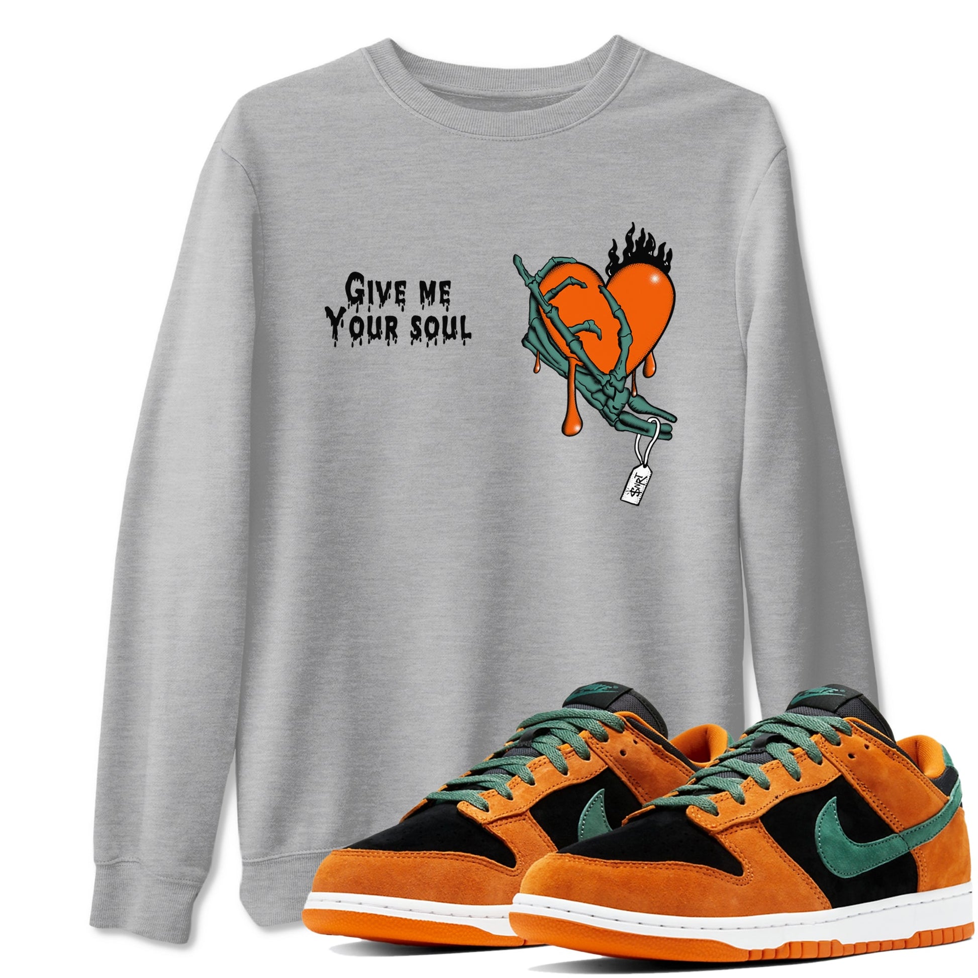 Dunk Low Ceramic shirts to match jordans Give Me Your Soul unique Halloween sneaker tee Dunk Ceramic match shoes to clothes SNRT Sneaker Tees unisex cotton Heather Grey 1 shirts
