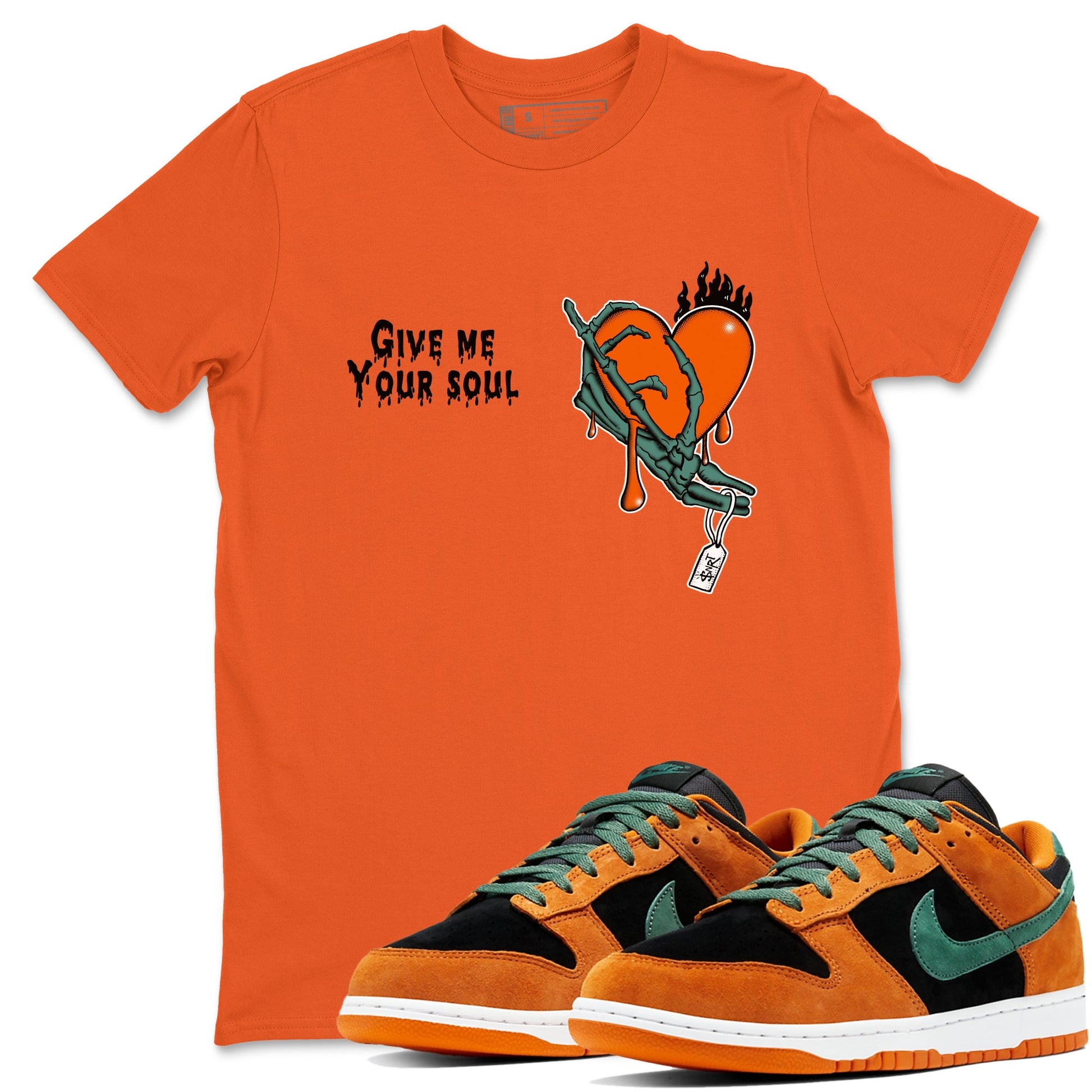Dunk Low Ceramic shirts to match jordans Give Me Your Soul unique Halloween sneaker tee Dunk Ceramic match shoes to clothes SNRT Sneaker Tees unisex cotton Orange 1 shirts