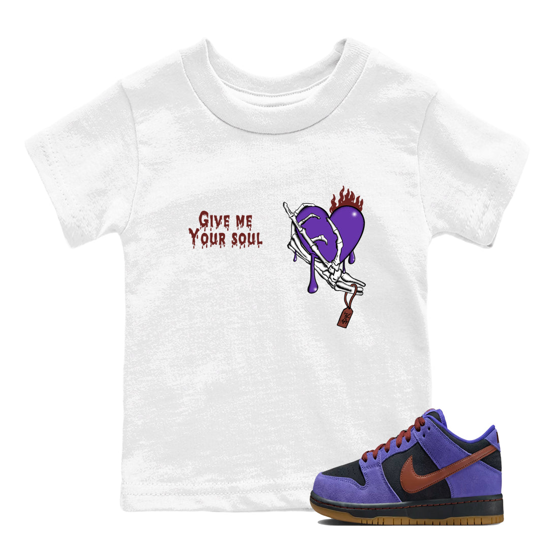 Sneaker match tees – Sneaker Threads To Match Dunk Low Persian Violet Shoes – Give Me Your Soul Kids T-Shirt White 1