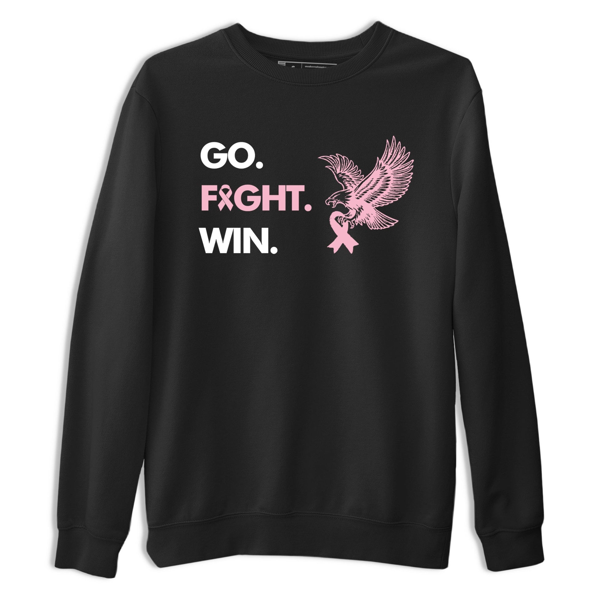 Sneaker Threads Sneaker Tees To Match Air Jordan 5 Medium Soft Pink Go Fight Win Graphic Tee Black 2. Perfect for Jordan releases 2025 colorways. breast cancer awareness.