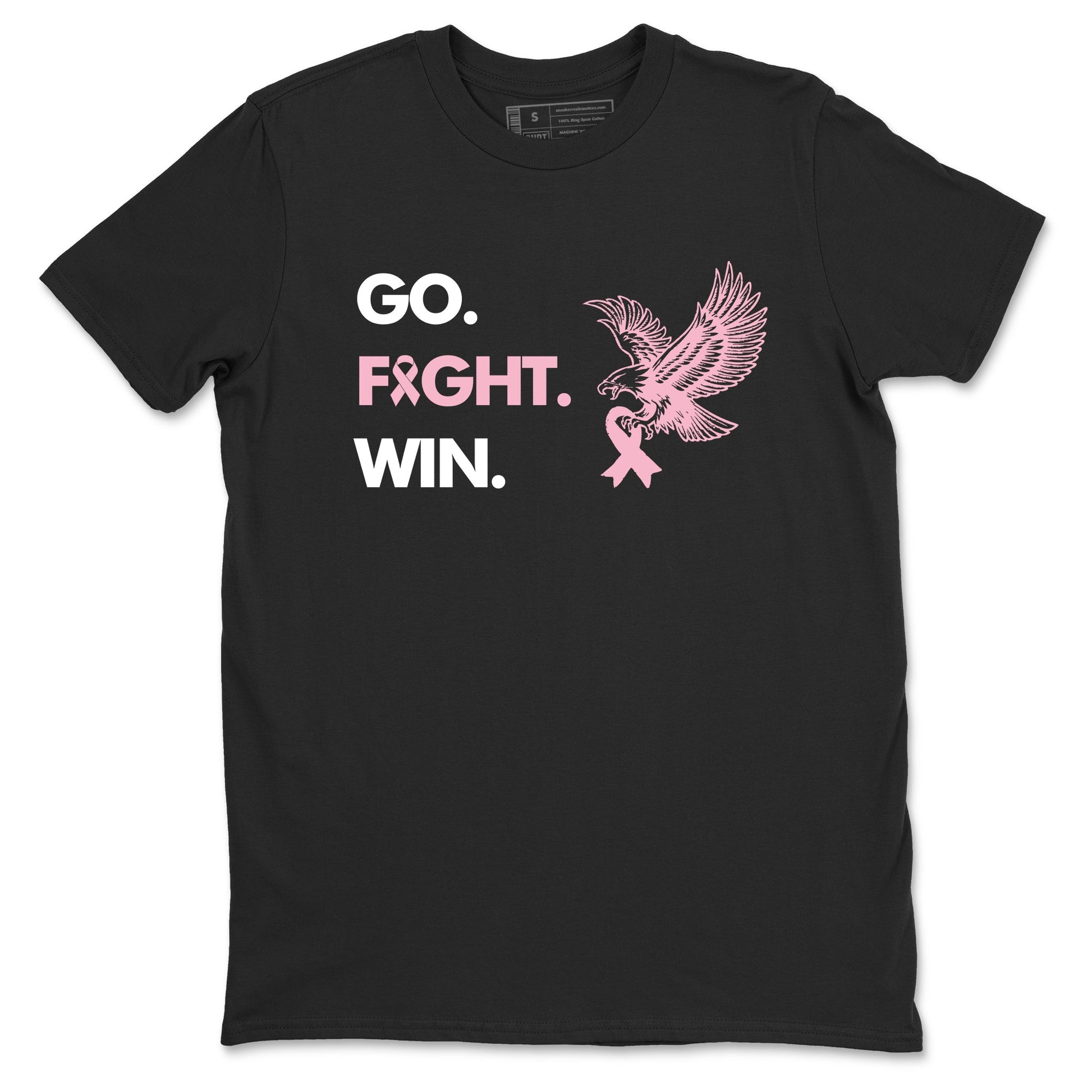 Sneaker Threads Sneaker Tees To Match Air Jordan 5 Medium Soft Pink Go Fight Win Graphic Tee Black 2. Perfect for Jordan releases 2025 colorways. breast cancer awareness.