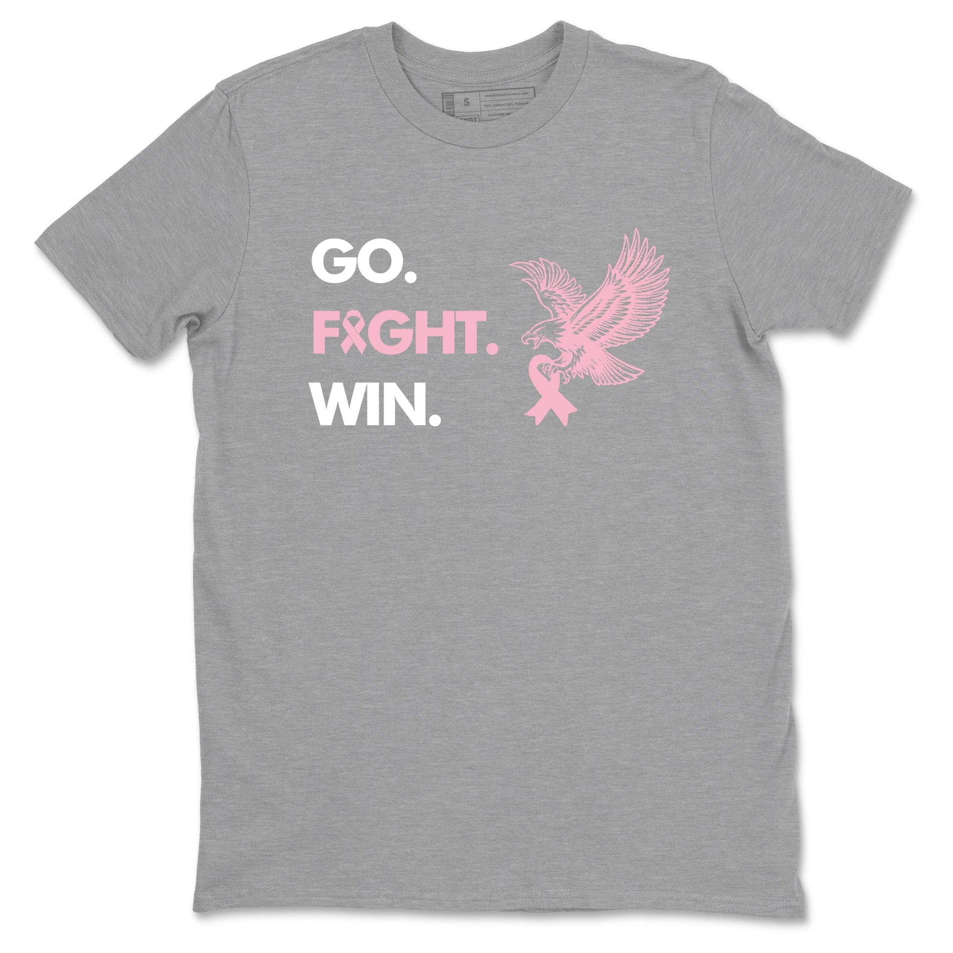 Sneaker Threads Sneaker Tees To Match Air Jordan 5 Medium Soft Pink Go Fight Win Graphic Tee Heather Grey 2. Perfect for Jordan releases 2025 colorways. breast cancer awareness.