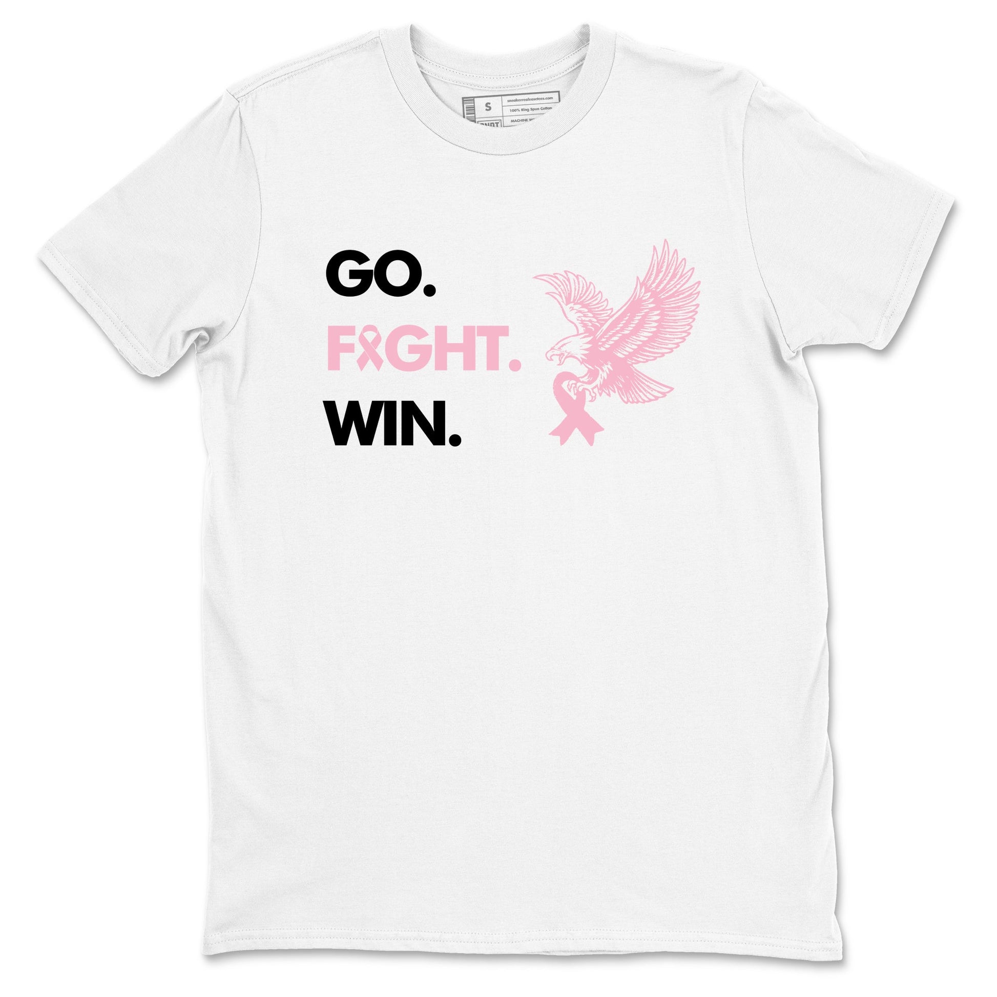 Sneaker Threads Sneaker Tees To Match Air Jordan 5 Medium Soft Pink Go Fight Win Graphic Tee White 2. Perfect for Jordan releases 2025 colorways. breast cancer awareness.