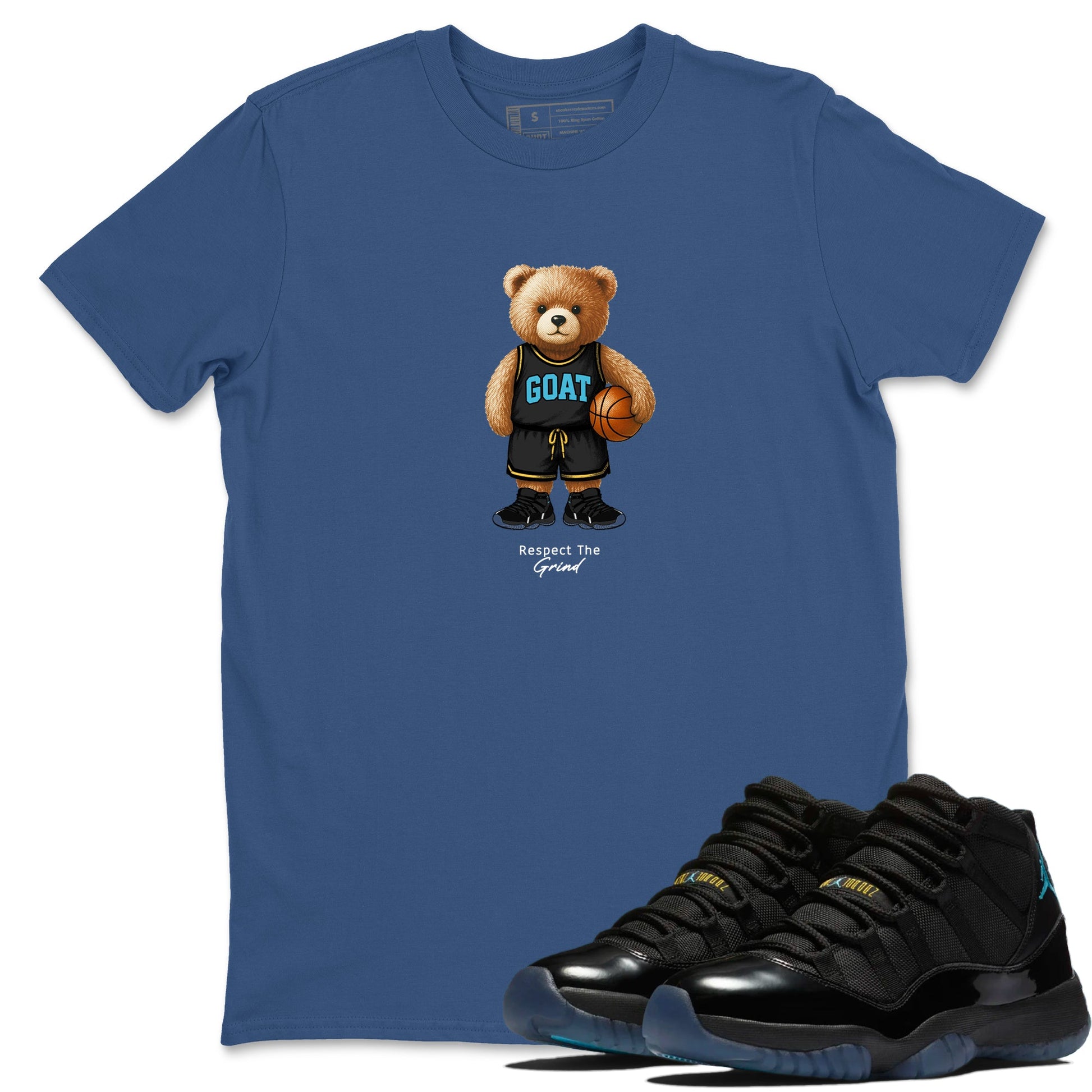 Basketball Graphic Tee – Sneaker Tees To Match Air Jordan 11 Gamma – GOAT Mode Graphic Tee Denim Blue 1. Perfect for 11s Gamma releases 2025 colorways.