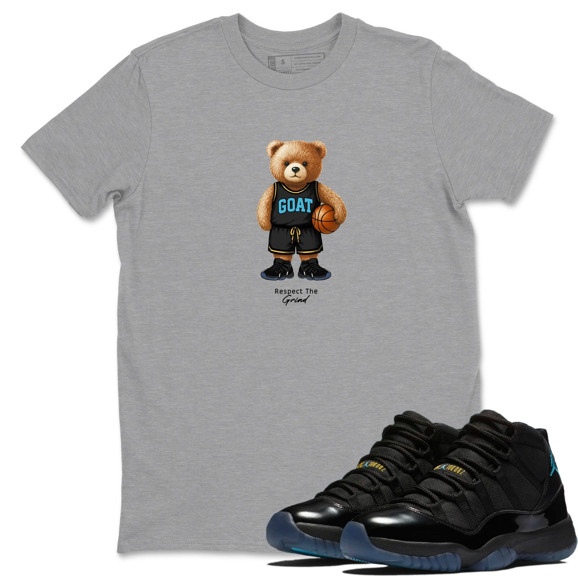 Basketball Graphic Tee – Sneaker Tees To Match Air Jordan 11 Gamma – GOAT Mode Graphic Tee Heather Grey 1. Perfect for 11s Gamma releases 2025 colorways.