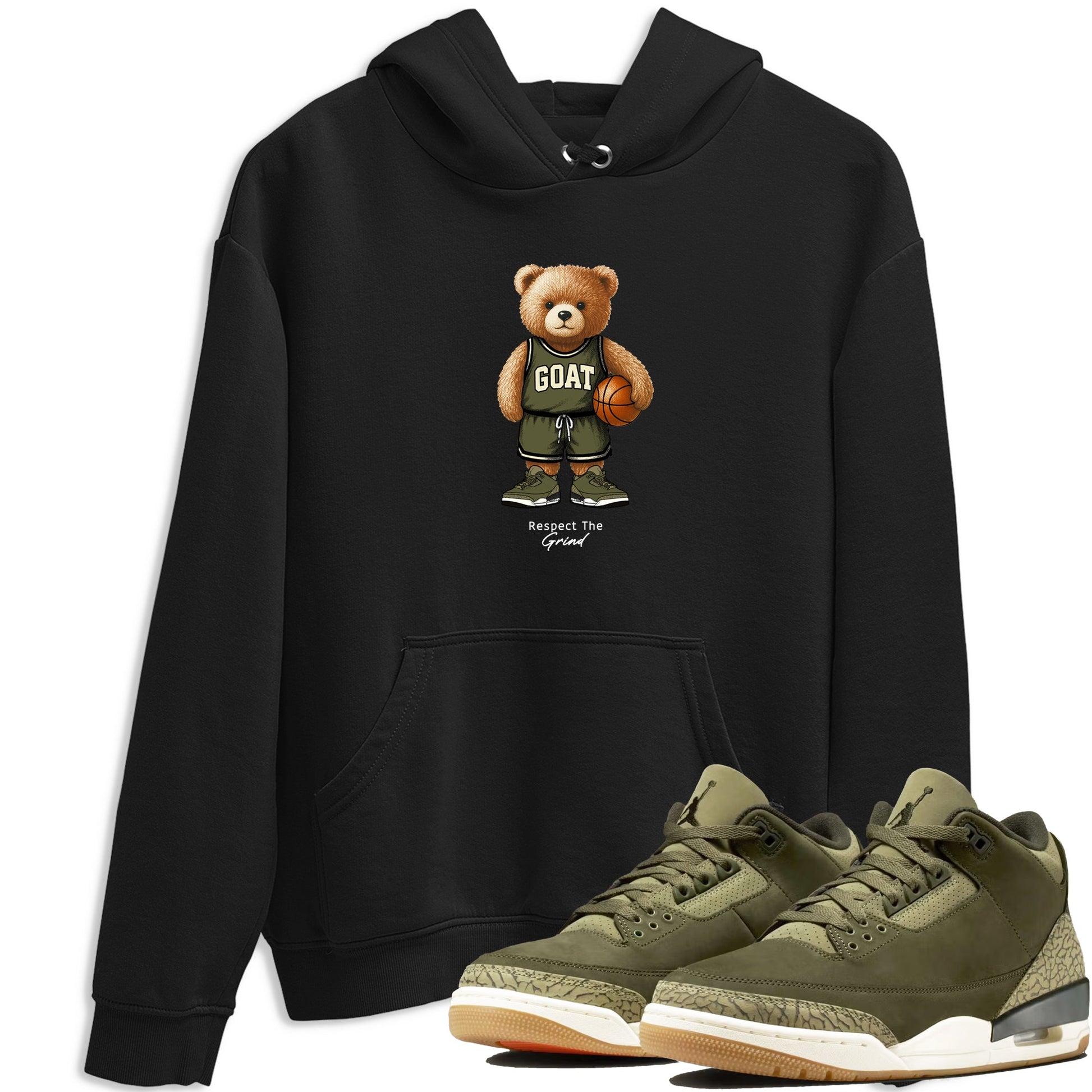 Basketball Graphic Tee – Sneaker Tees To Match Air Jordan 3 Family Affair – GOAT Mode Graphic Tee Black 1. Perfect for 3s Medium Olive releases 2025 colorways.
