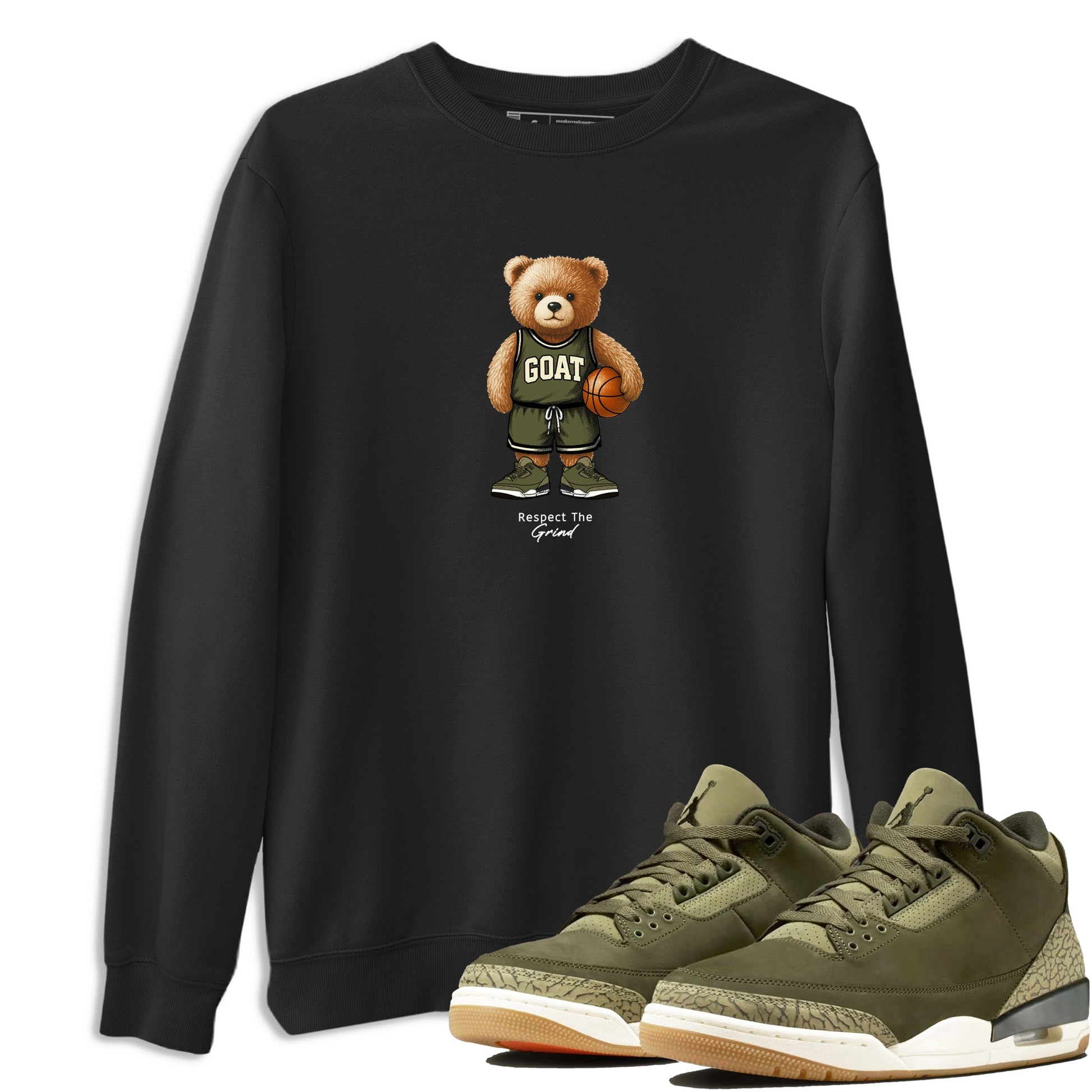 Basketball Graphic Tee – Sneaker Tees To Match Air Jordan 3 Family Affair – GOAT Mode Graphic Tee Black 1. Perfect for 3s Medium Olive releases 2025 colorways.