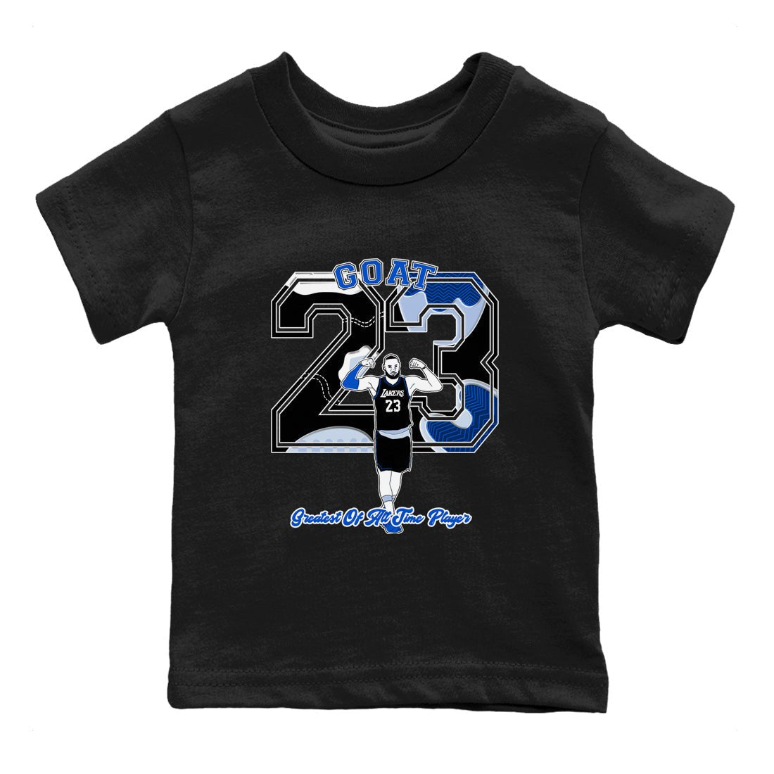 11s Black and Varsity Royal shirt to match jordans Goat Player sneaker tees Air Jordan 11 Black/Varsity Royal SNRT sneaker release tees baby toddler Black 2 cotton Shirt