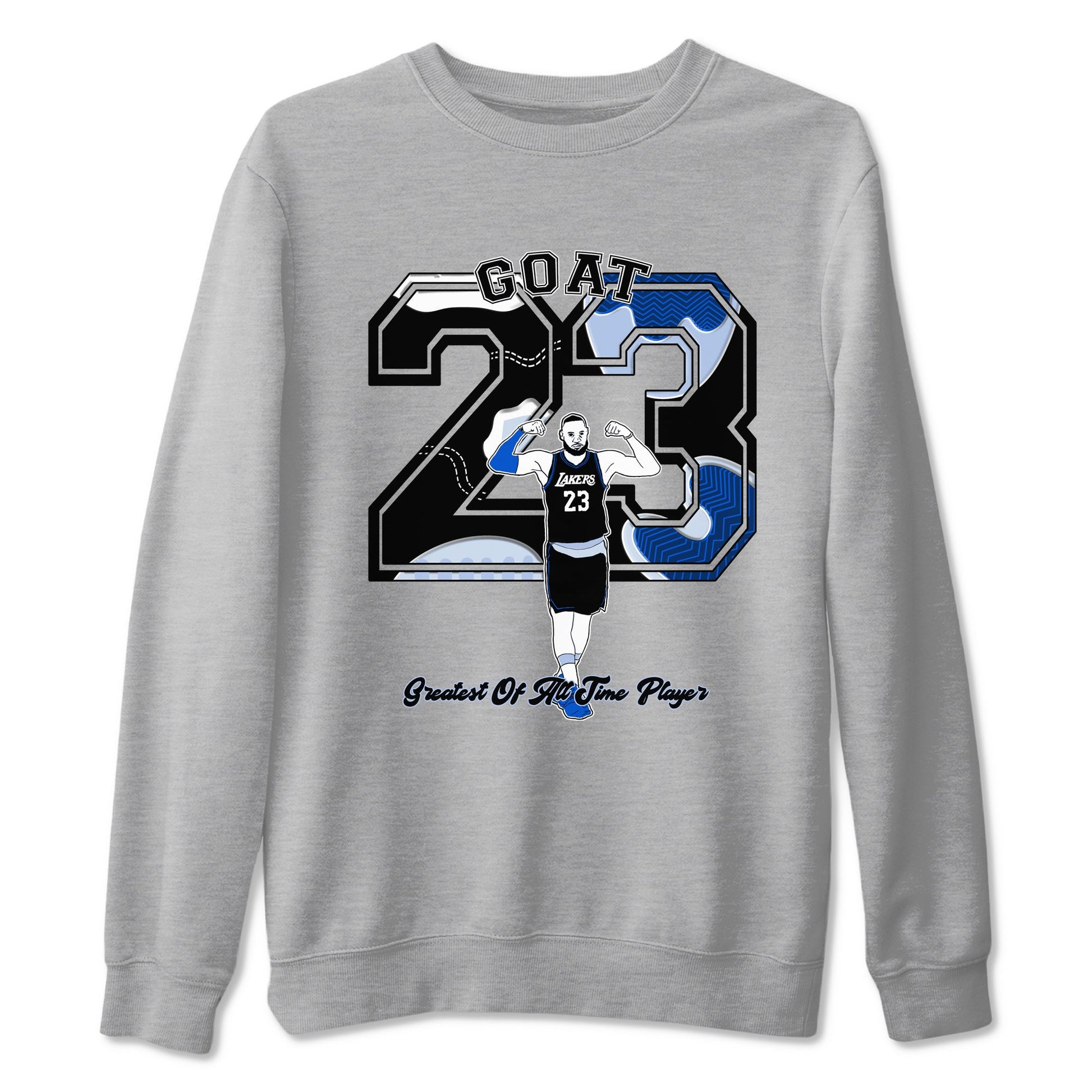 11s Black and Varsity Royal shirt to match jordans Goat Player sneaker tees Air Jordan 11 Black/Varsity Royal SNRT Sneaker Release Tees unisex cotton Heather Grey 2 crew neck shirt